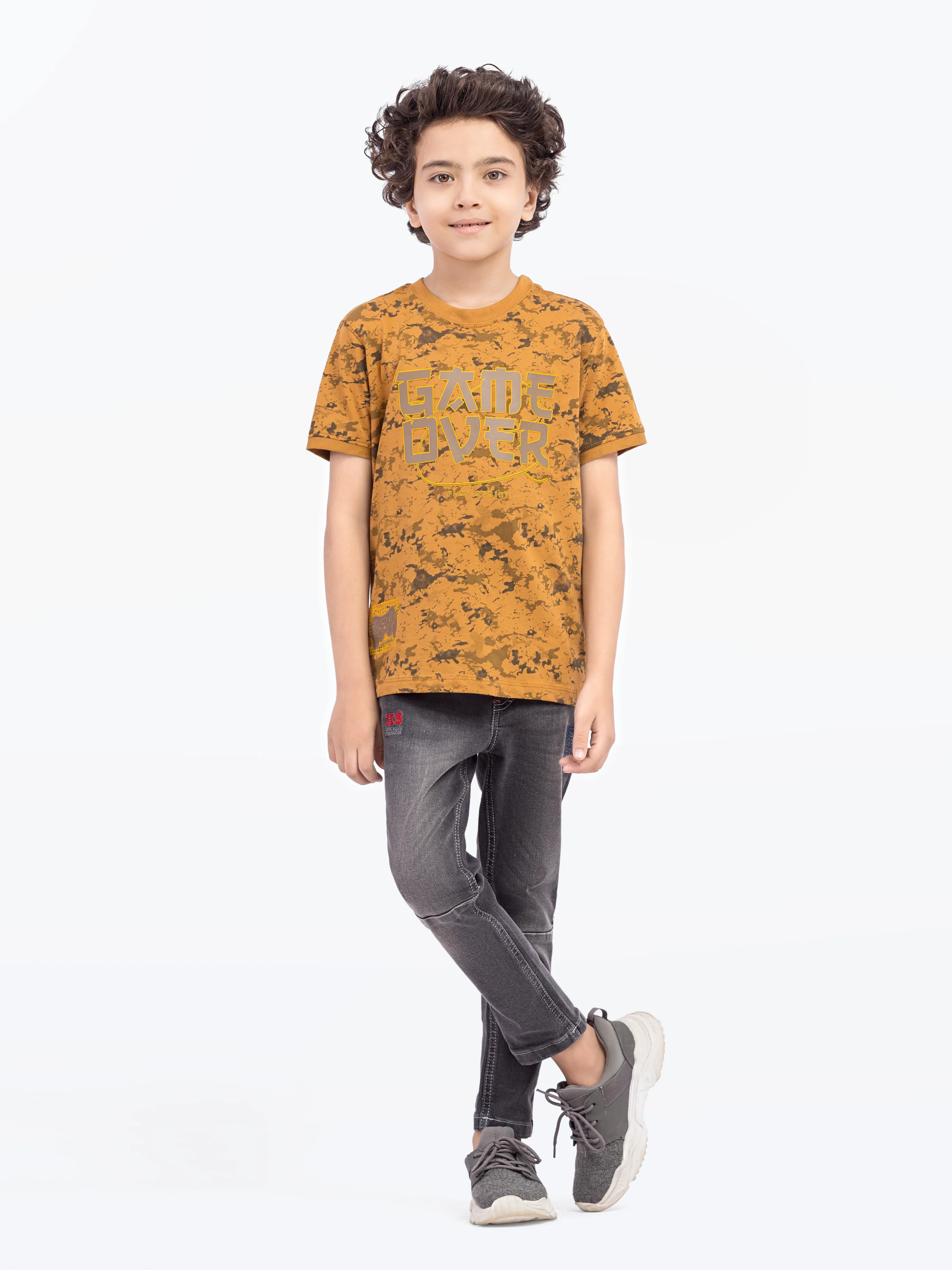 Boy's Mustard Brown T-Shirt - EBTTS5-010 - Image 2