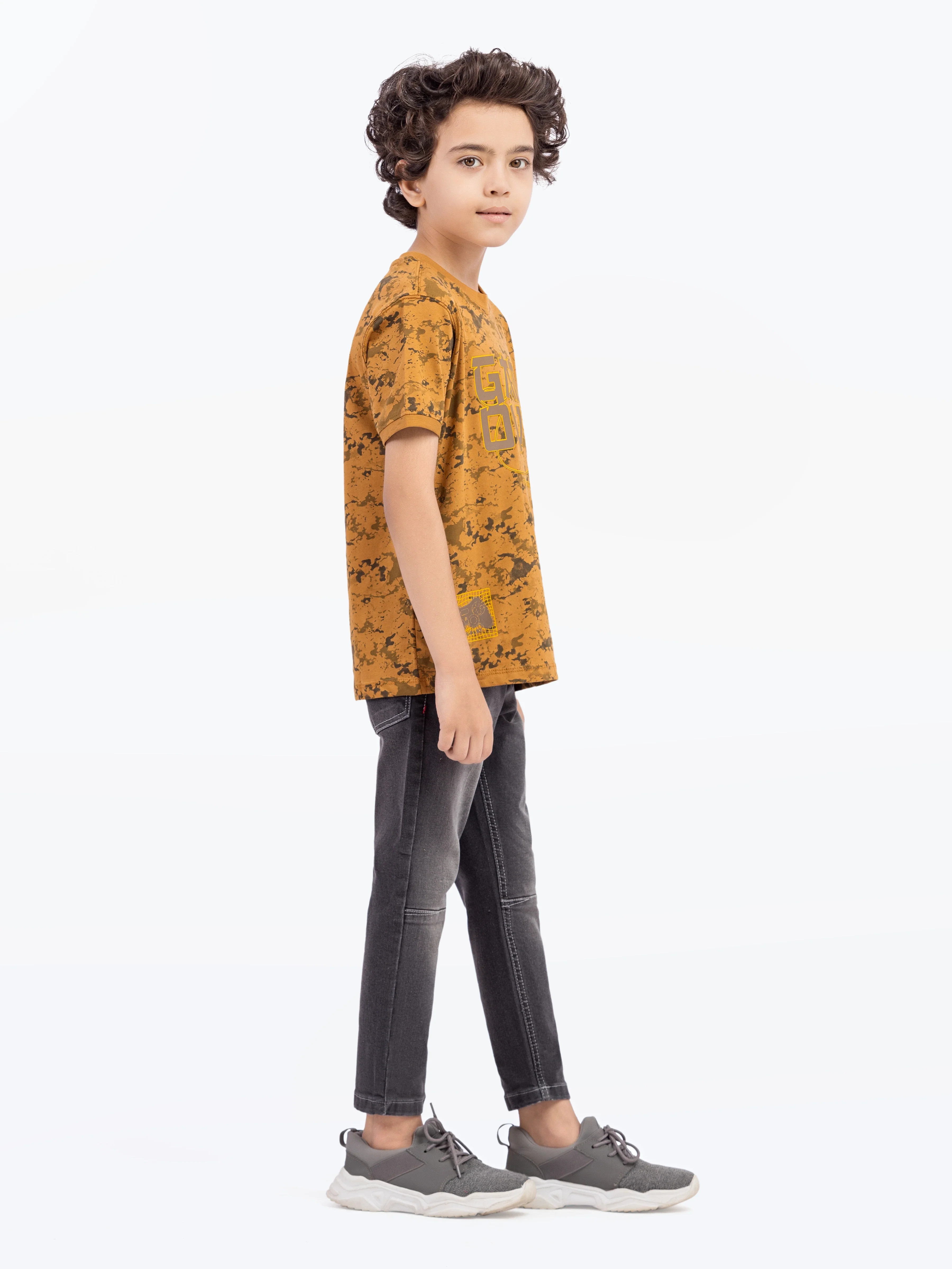 Boy's Mustard Brown T-Shirt - EBTTS5-010 - Image 4