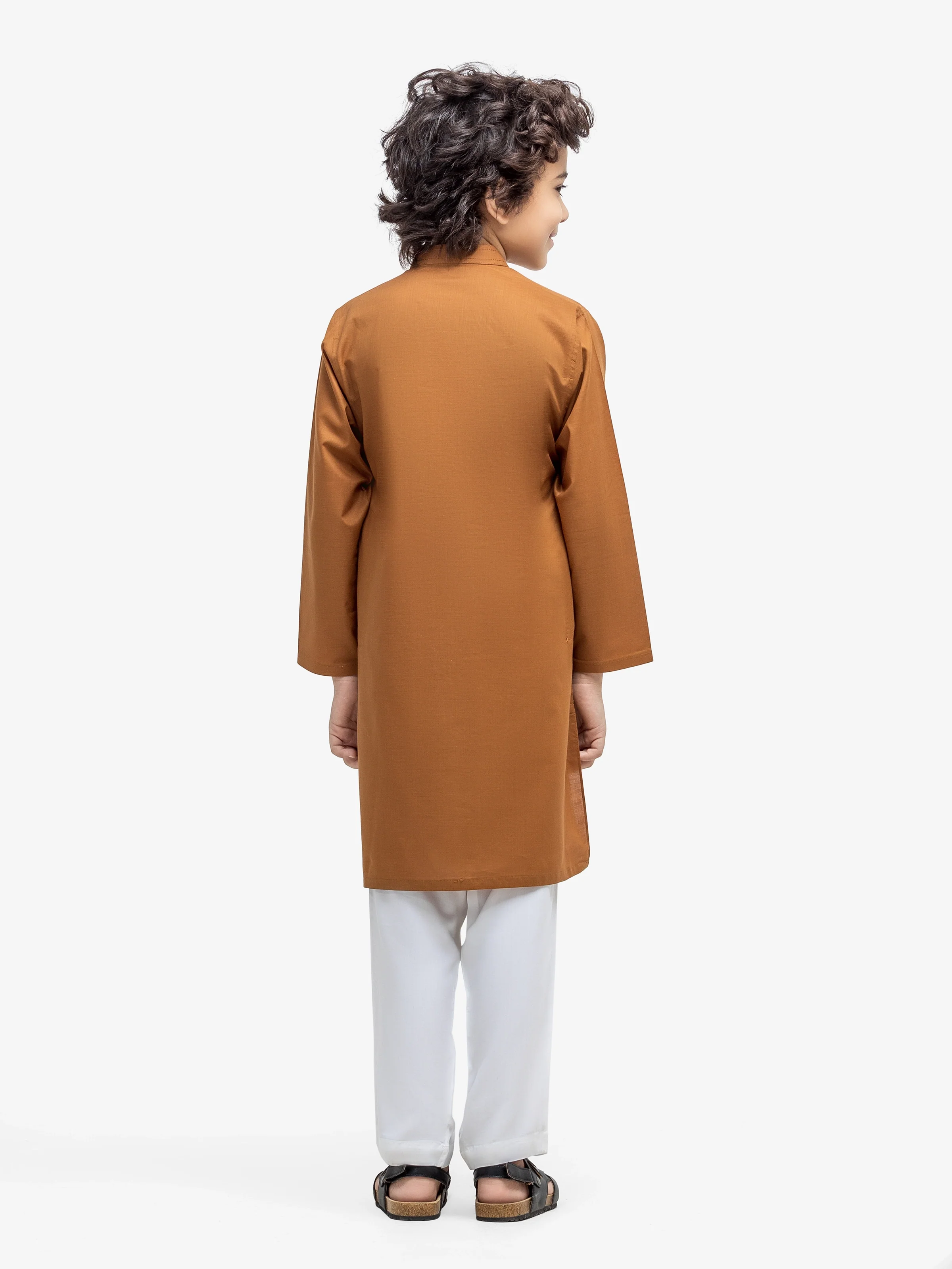 Boy's Mustard Kurta - EBTK25-3995 - Image 5