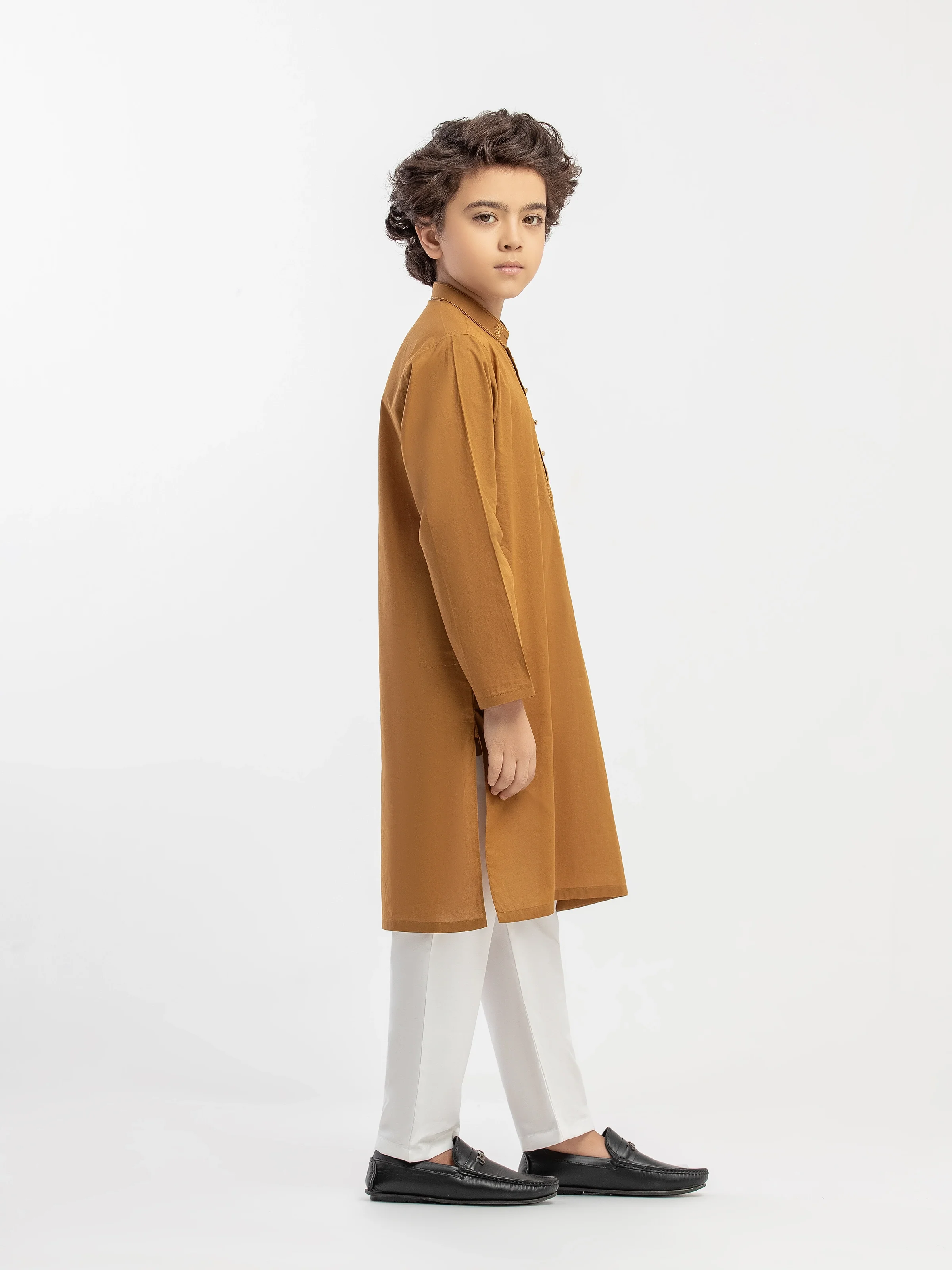 Boy's Mustard Kurta - EBTK5-4059 - Image 4