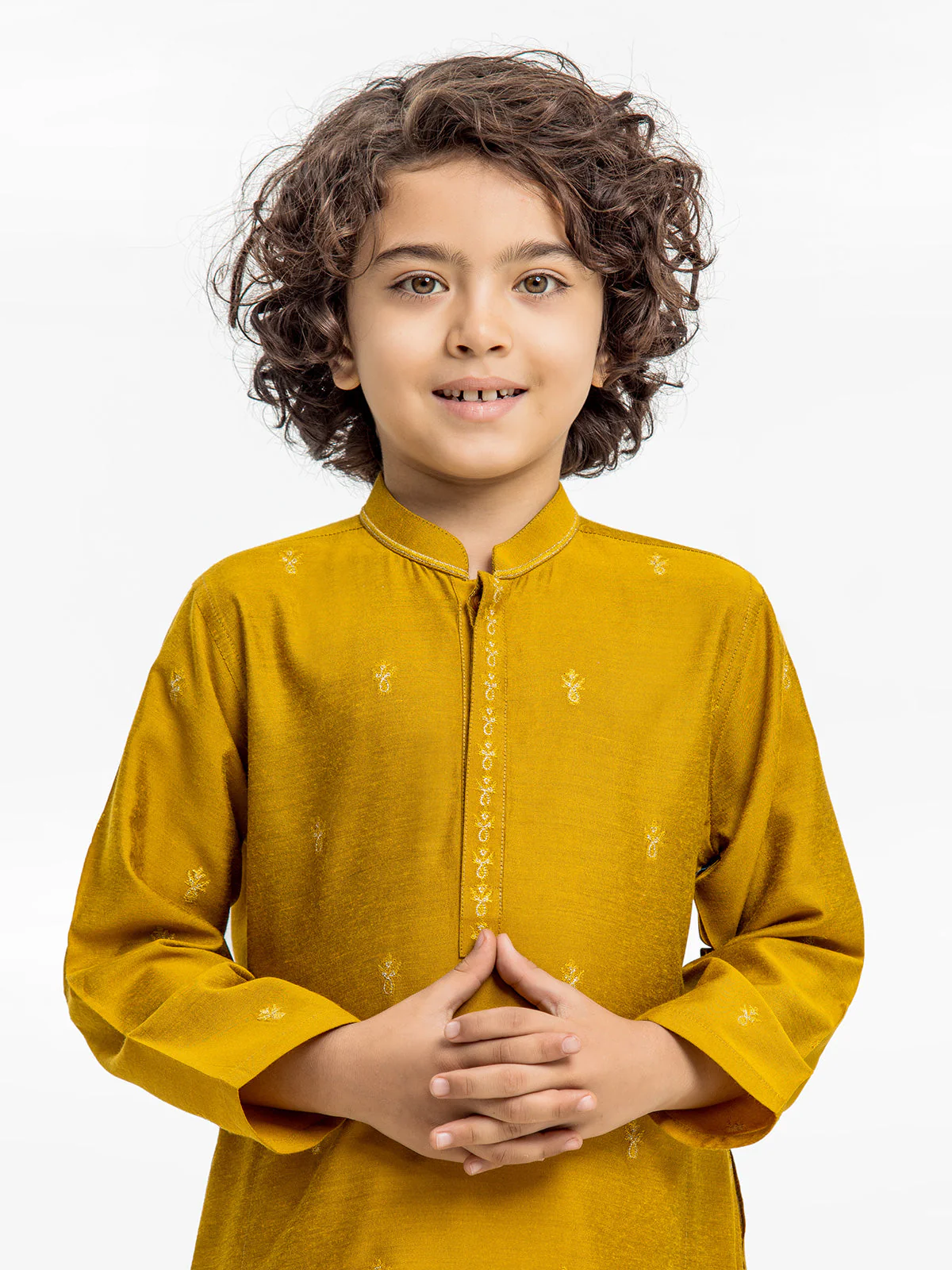 Boy's Mustard Kurta - EBTKC24-018 - Image 2