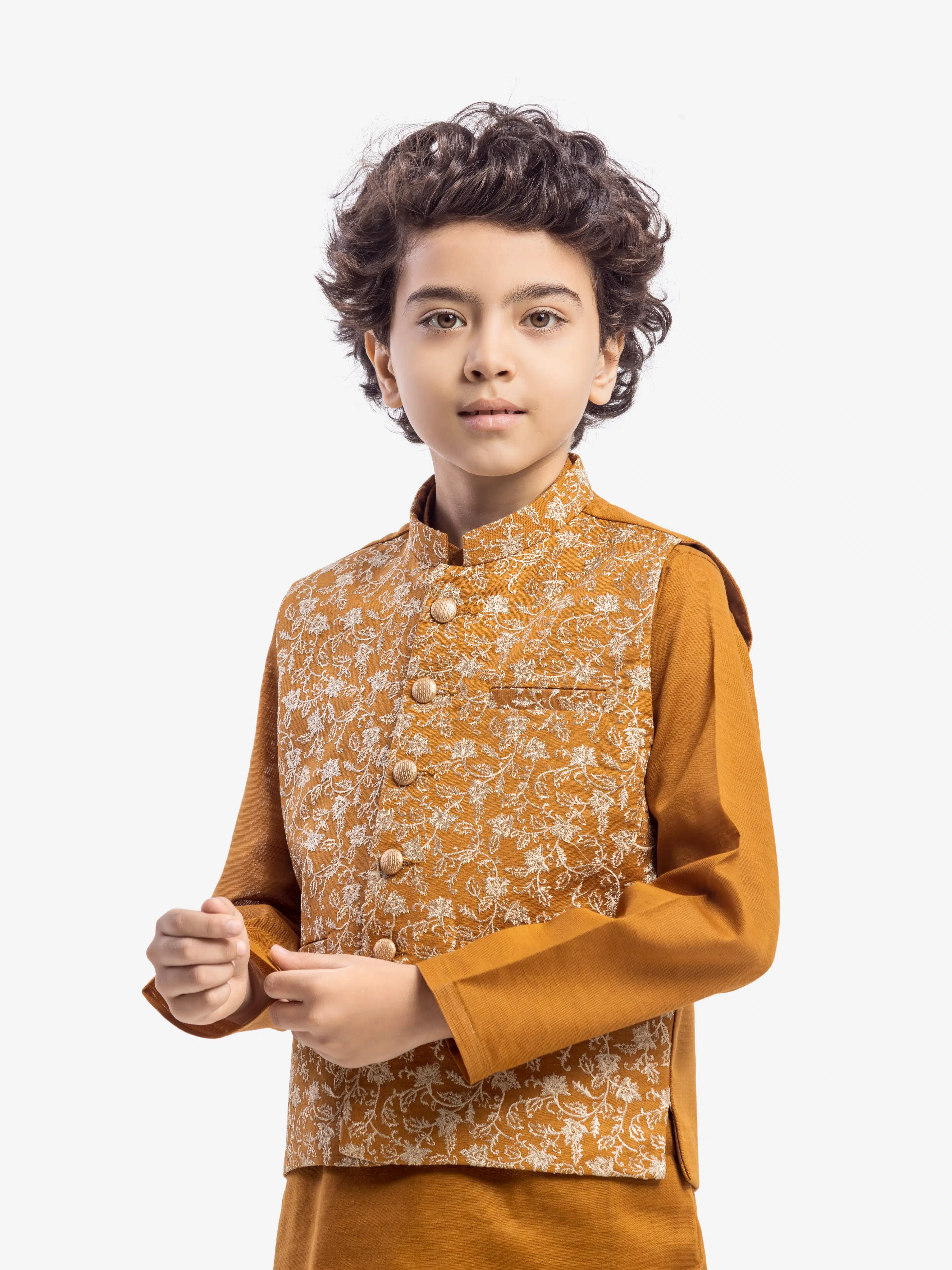 Boy's Mustard Waist Coat Suit - EBTWCS5-25217 - Image 2