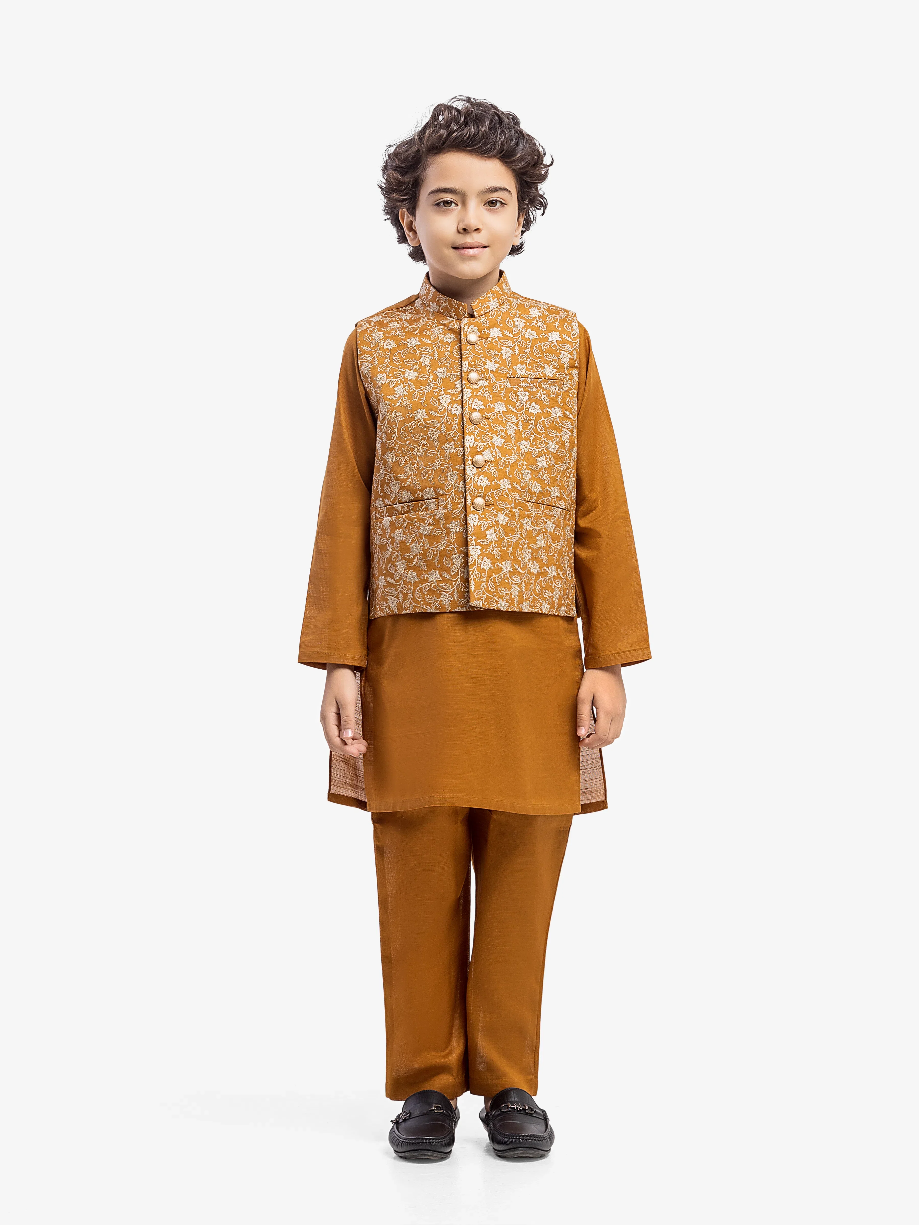 Boy's Mustard Waist Coat Suit - EBTWCS5-25217 - Image 3
