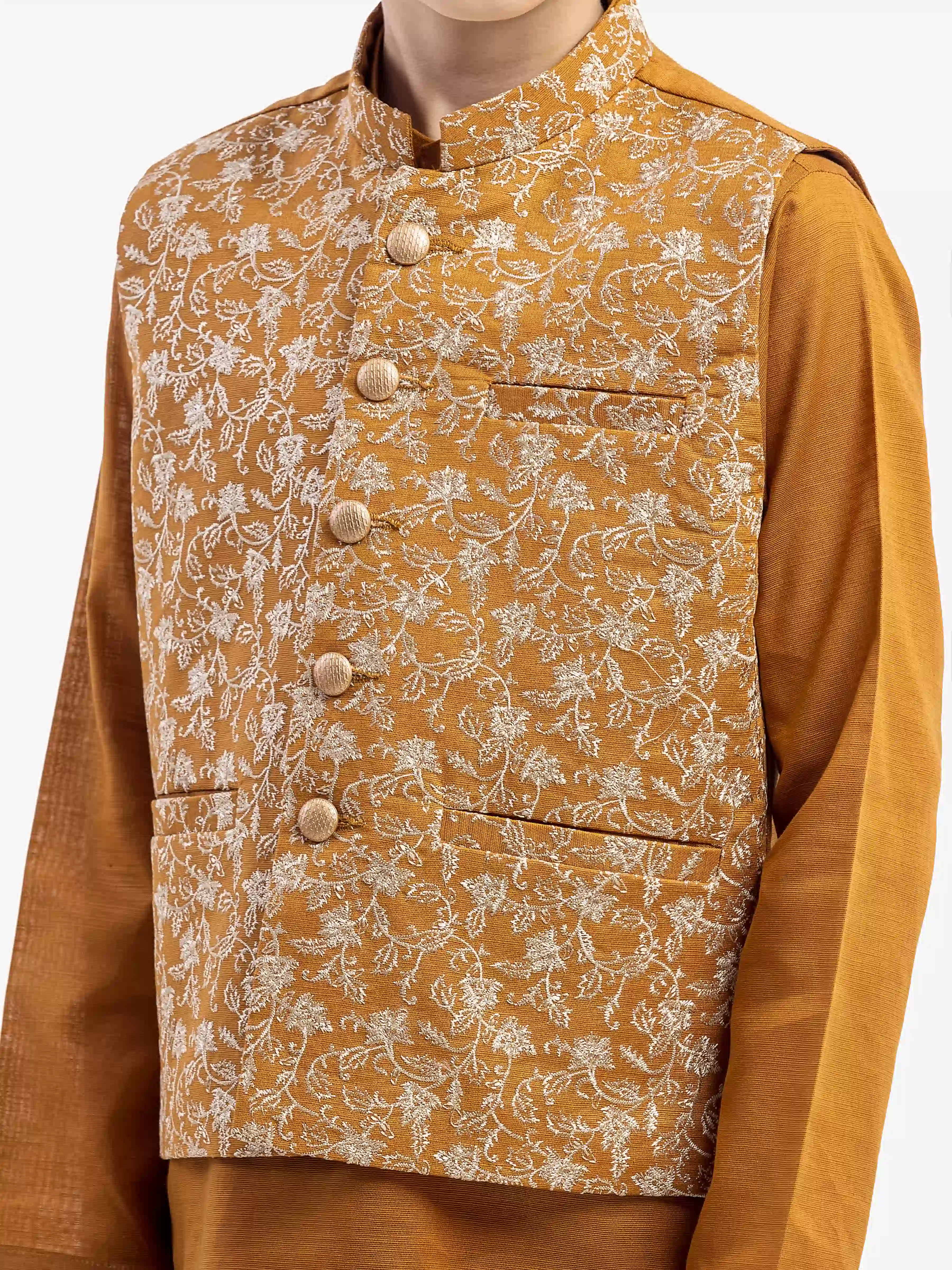 Boy's Mustard Waist Coat Suit - EBTWCS5-25217 - Image 4