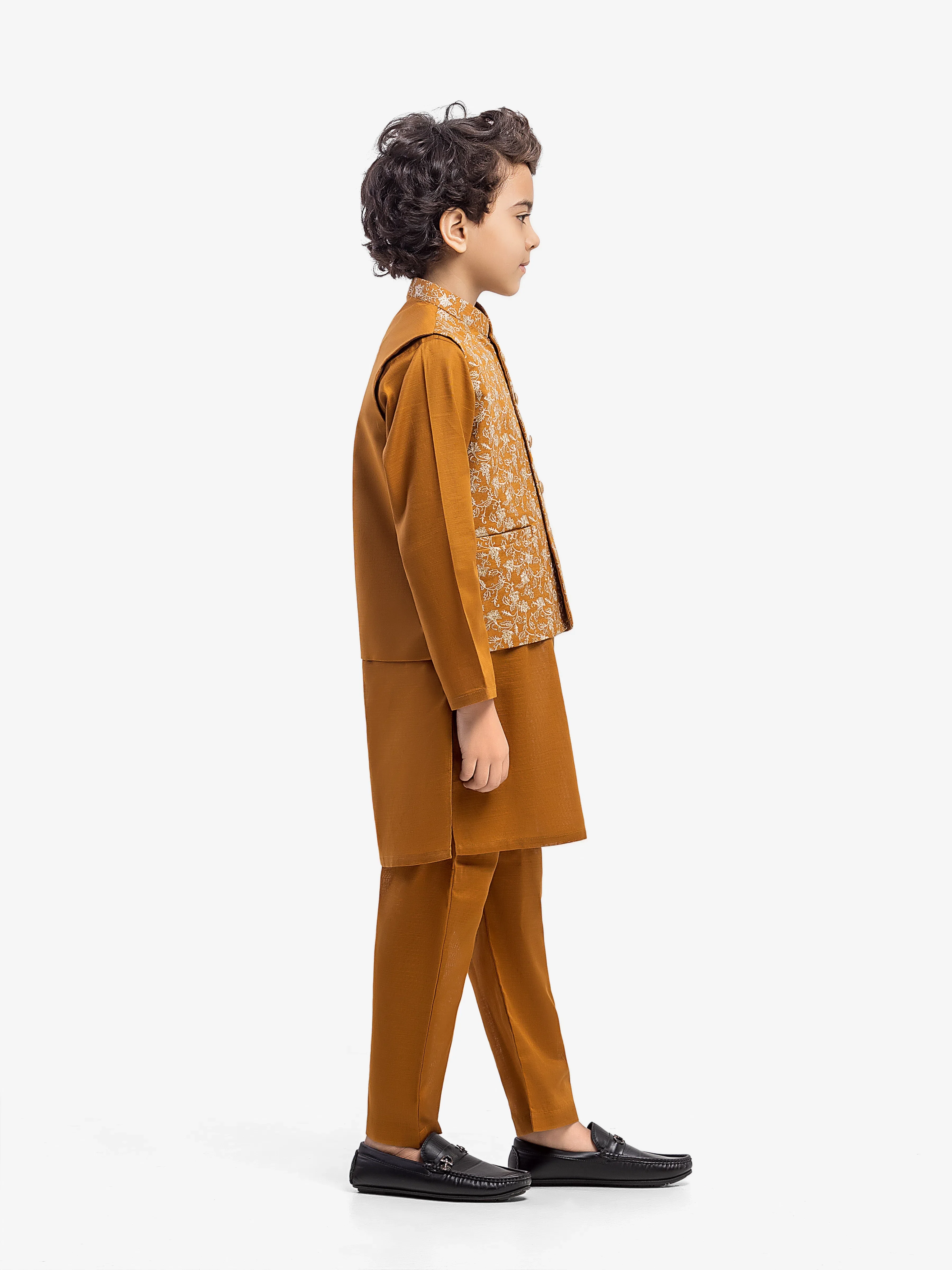 Boy's Mustard Waist Coat Suit - EBTWCS5-25217 - Image 5