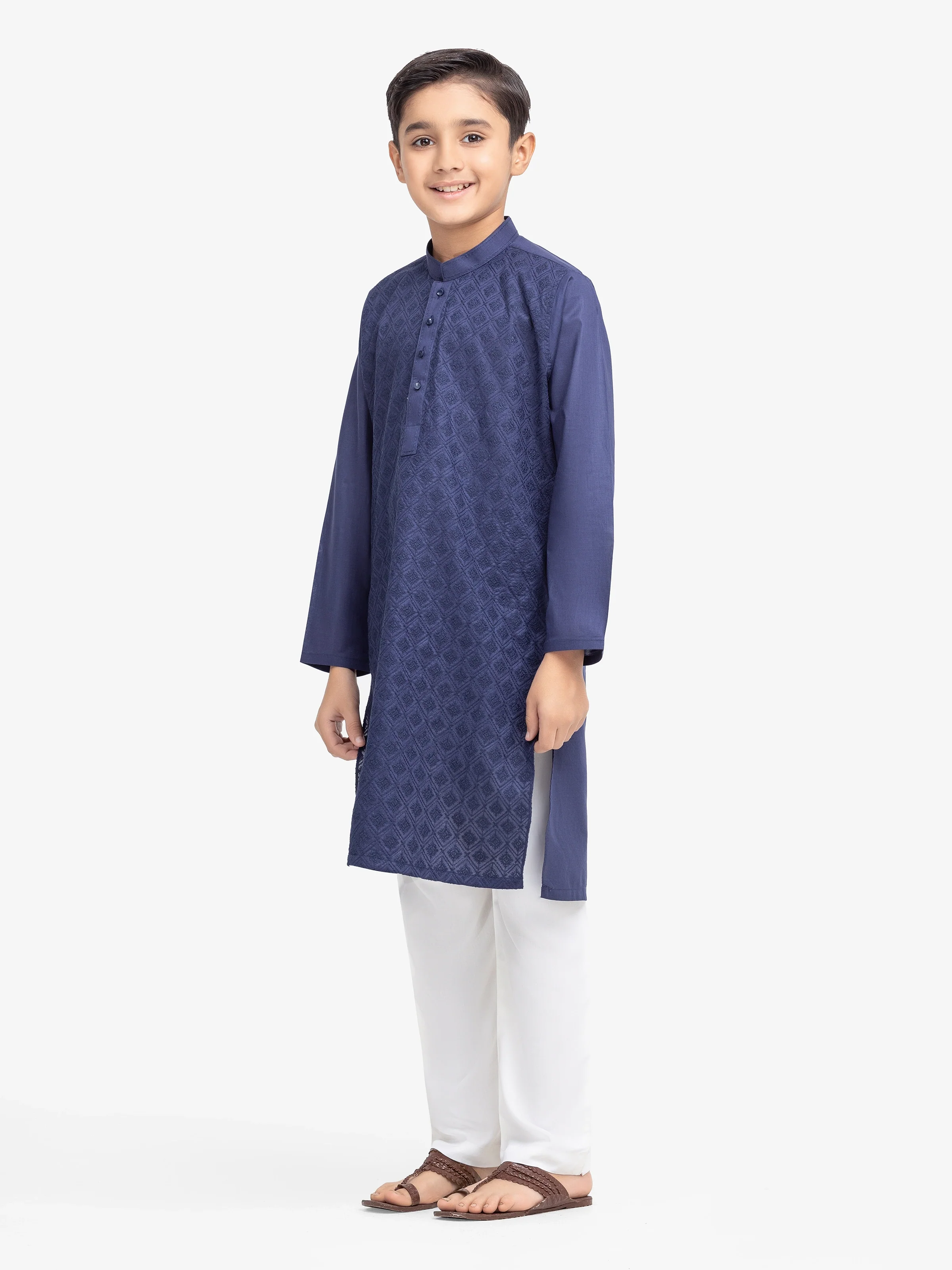 Boy's Navy Blue Kurta - EBTK25-4002 - Image 4