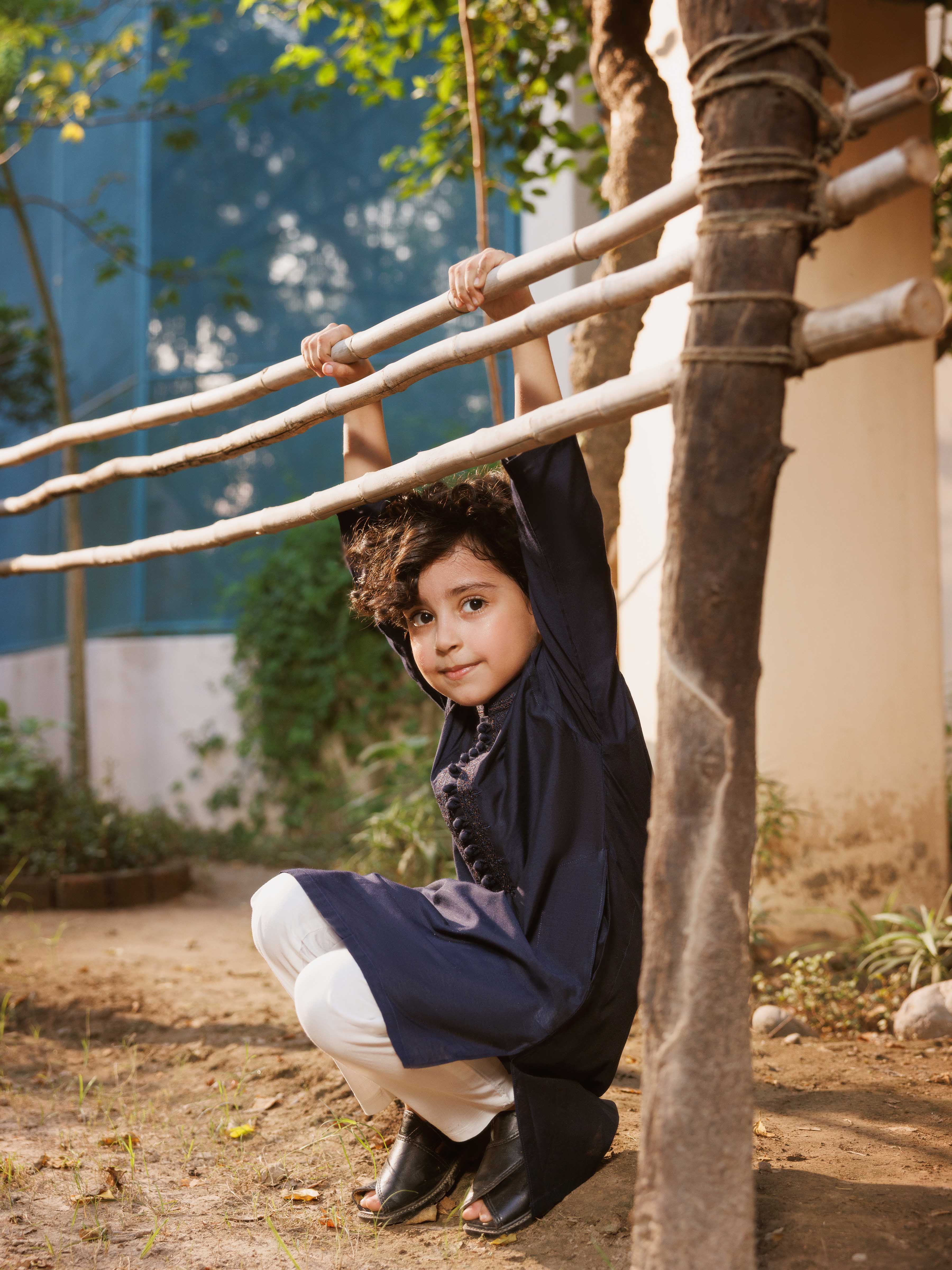 Boy's Navy Blue Kurta - EBTKC5-024 - Image 2