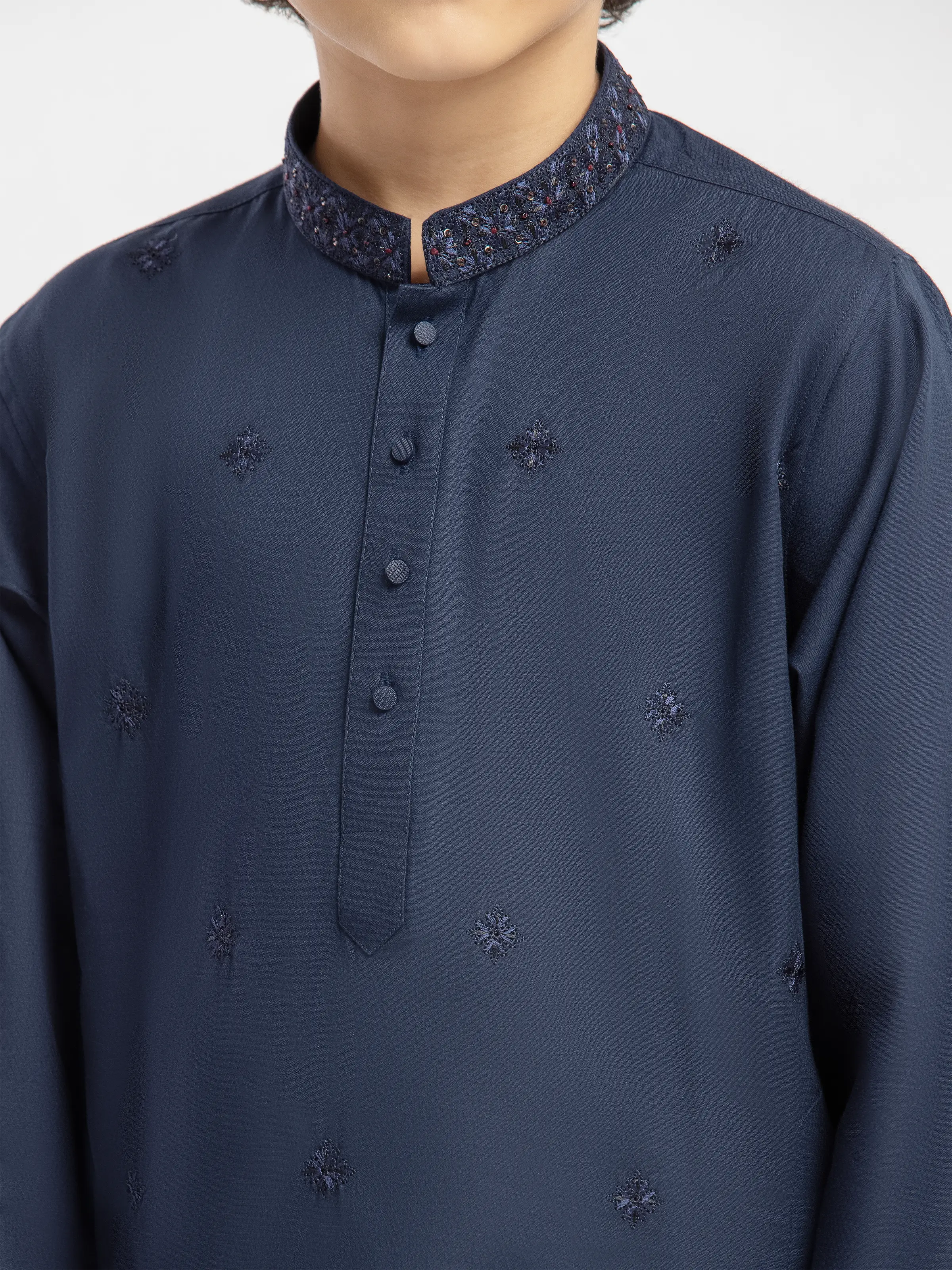 Boy's Navy Blue Kurta Pajama - EBTKPC5-002 - Image 3