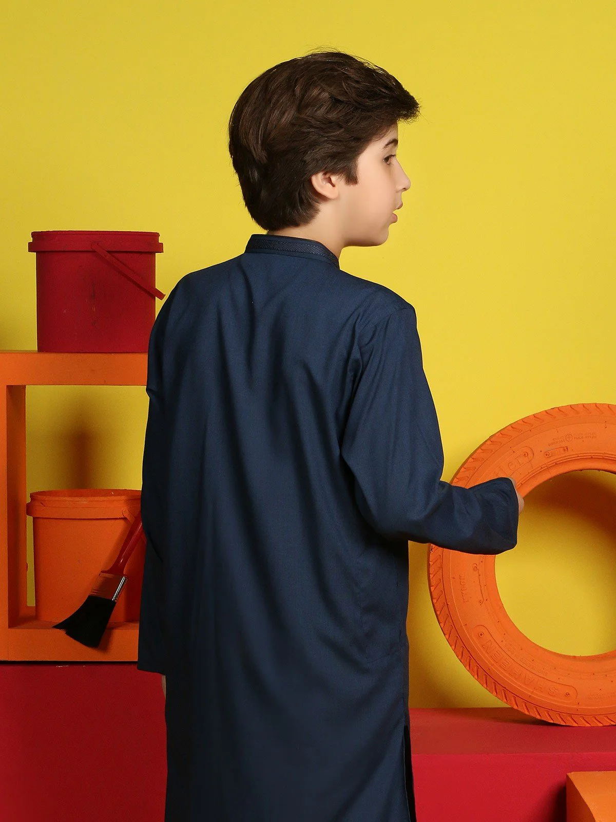 Boy's Navy Blue Kurta Shalwar - EBTKS19-3642 - Image 2