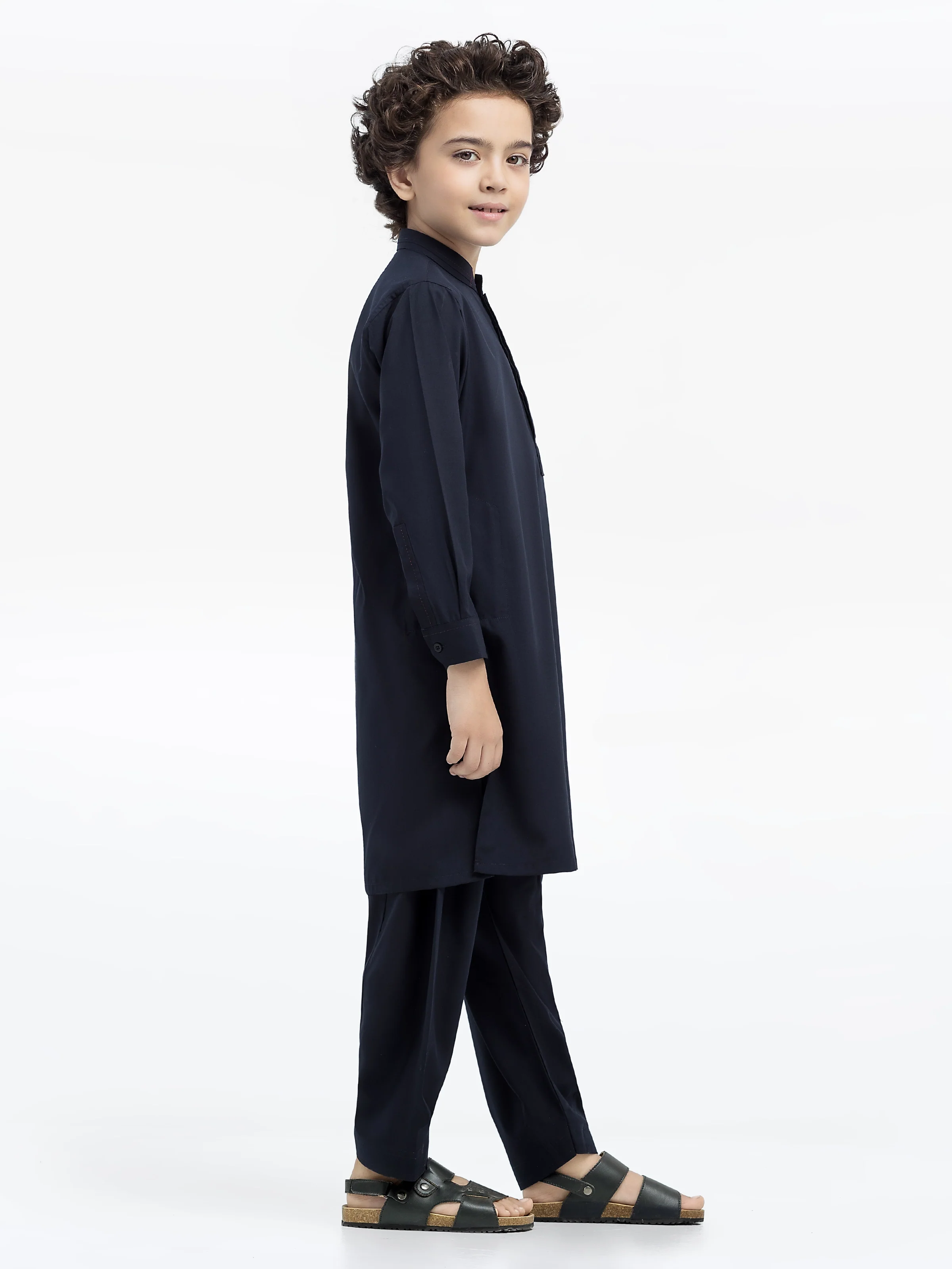 Boy's Navy Blue Kurta Shalwar - EBTKS24-3973 - Image 4