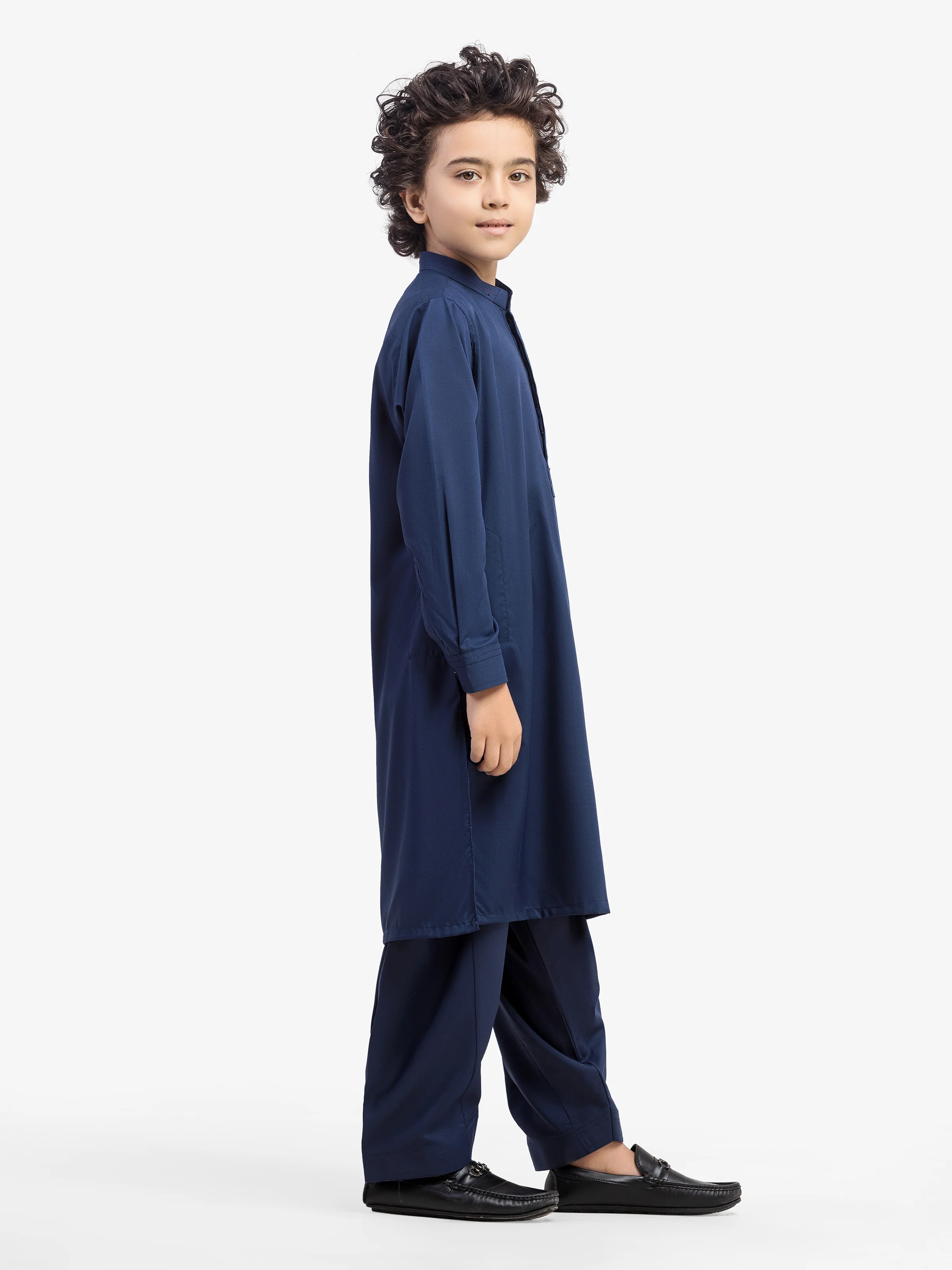 Boy's Navy Blue Kurta Shalwar - EBTKS5-4044 - Image 4