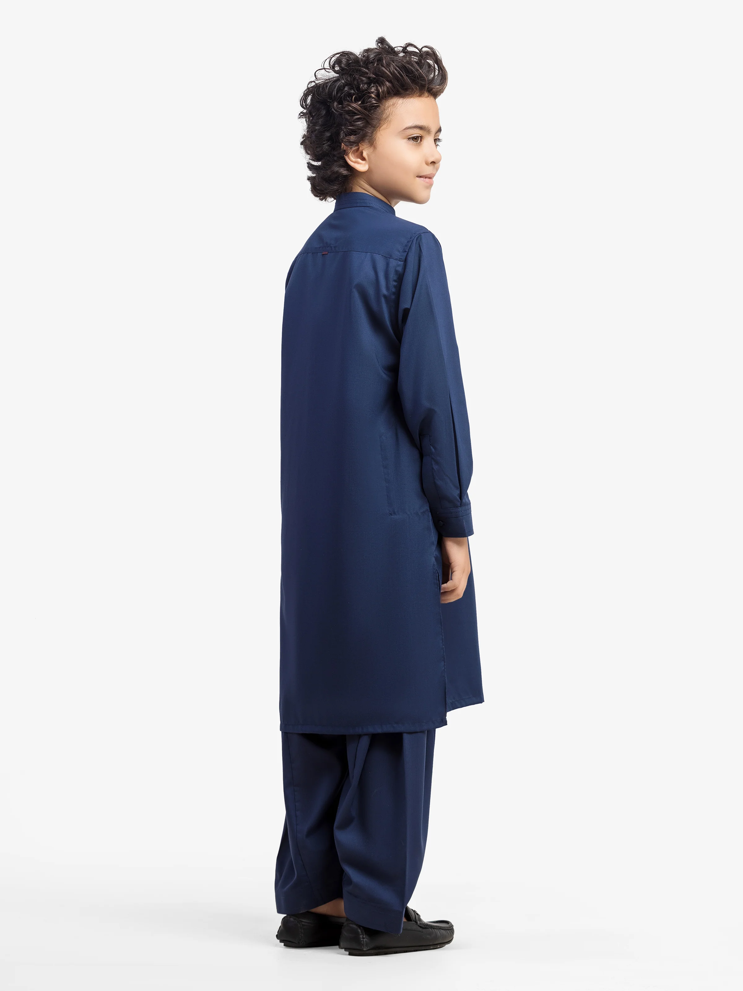 Boy's Navy Blue Kurta Shalwar - EBTKS5-4044 - Image 5