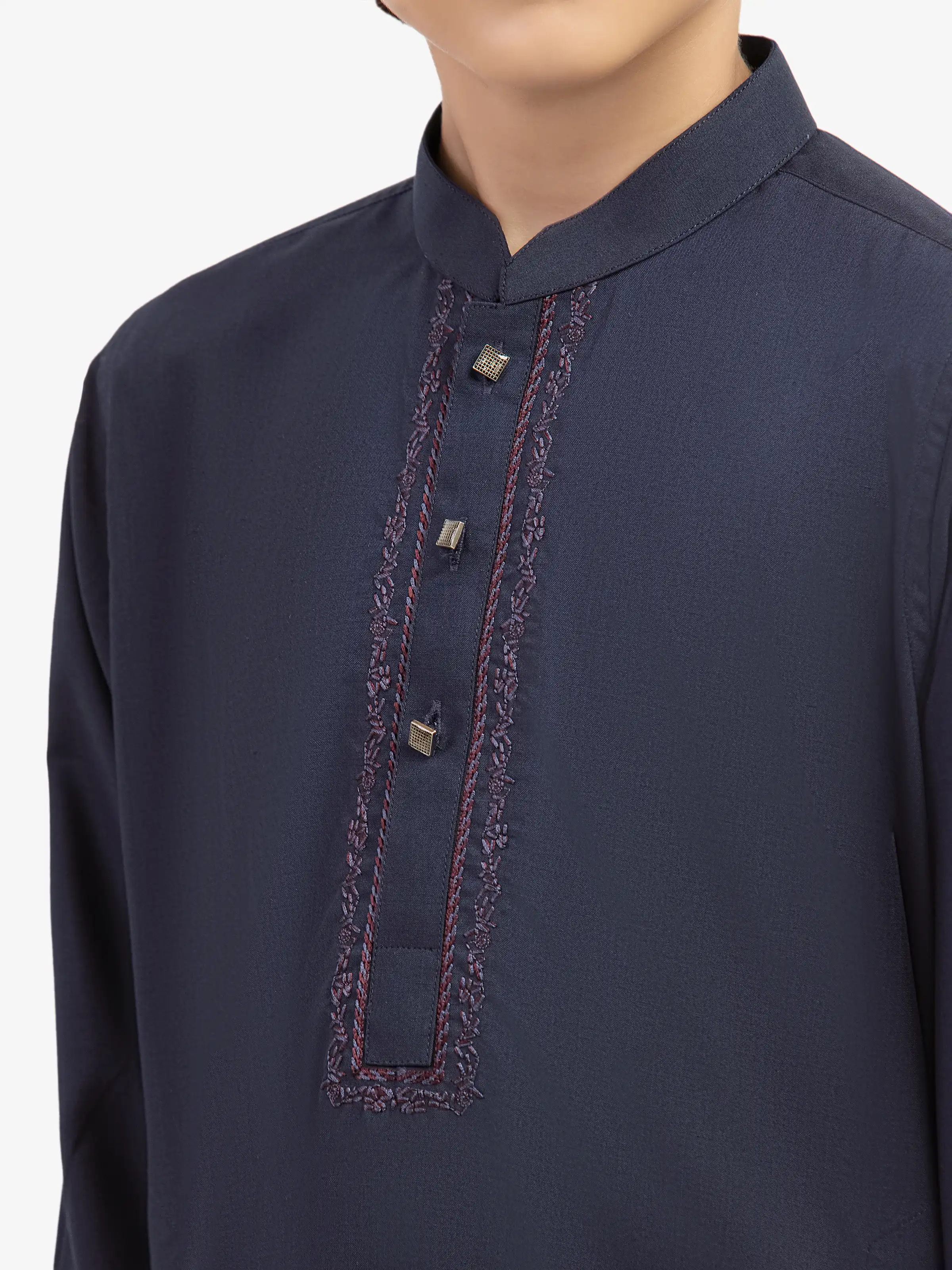 Boy's Navy Blue Kurta Shalwar - EBTKS5-4047 - Image 3