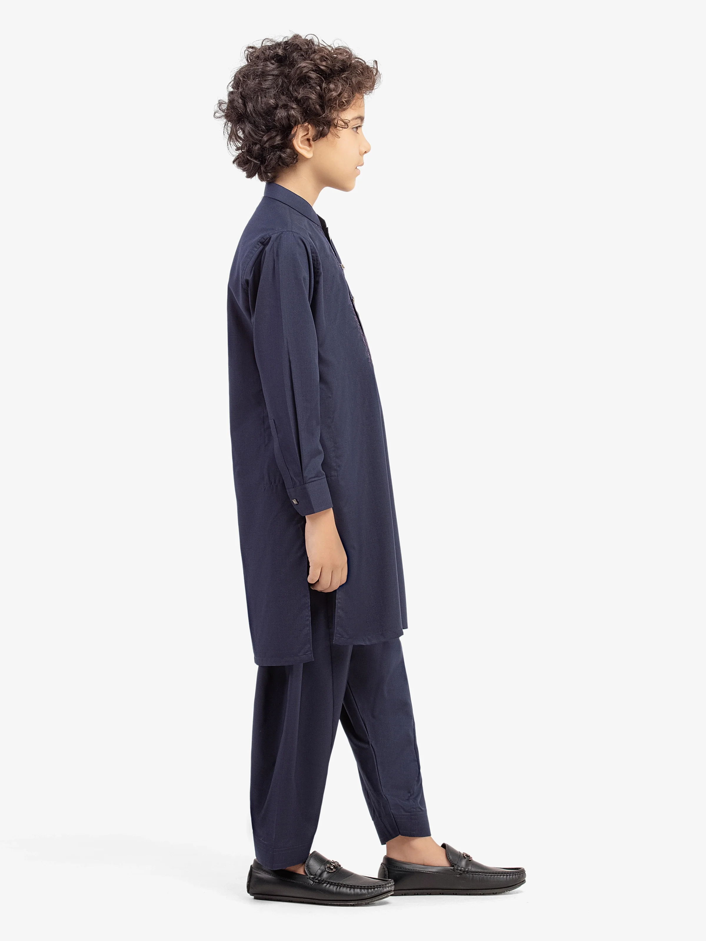 Boy's Navy Blue Kurta Shalwar - EBTKS5-4047 - Image 4