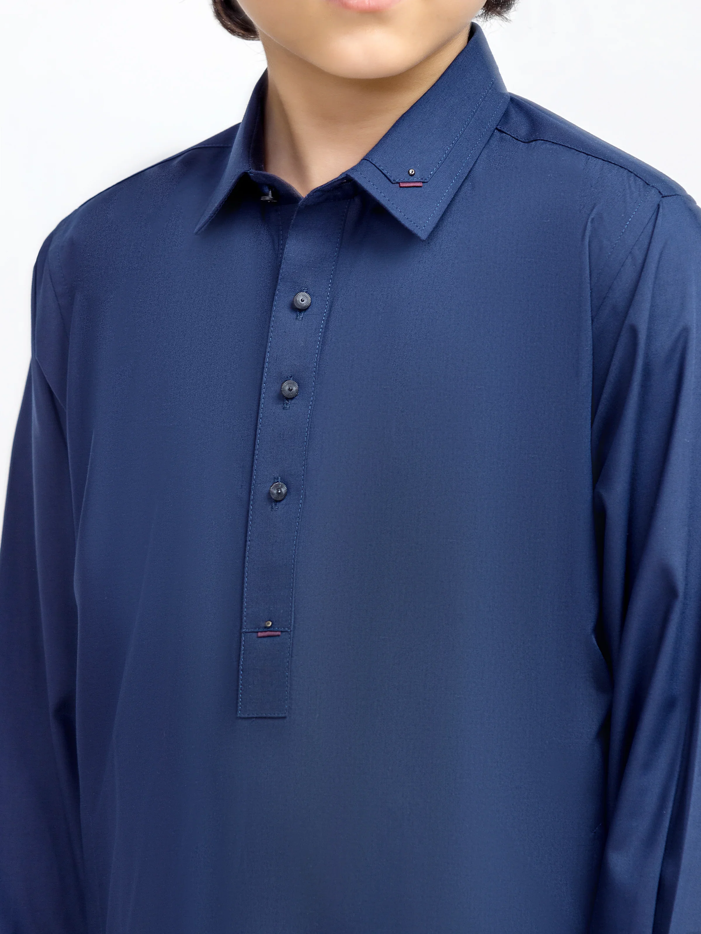 Boy's Navy Blue Kurta Shalwar - EBTKS5-4079 - Image 3