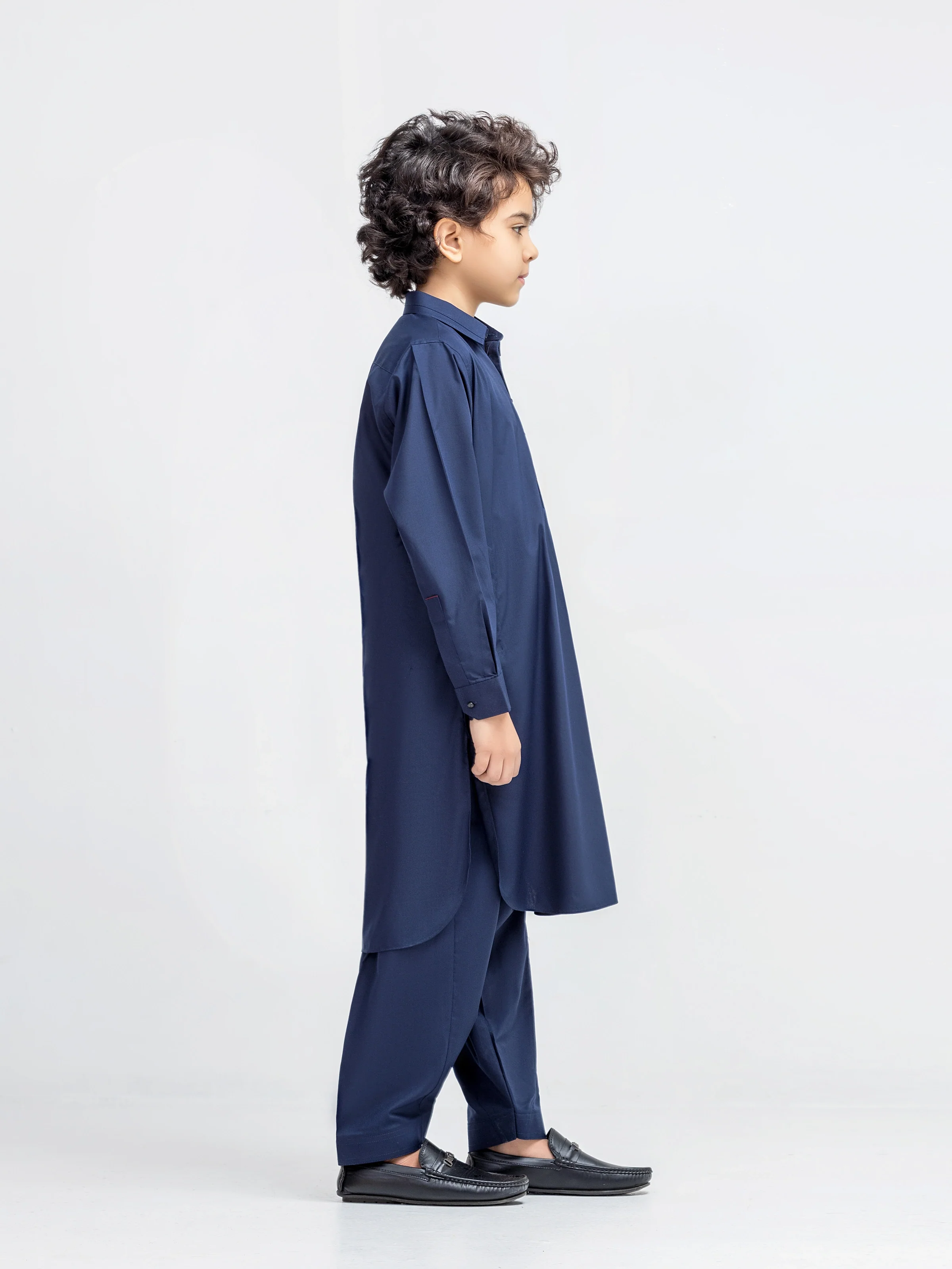 Boy's Navy Blue Kurta Shalwar - EBTKS5-4079 - Image 4