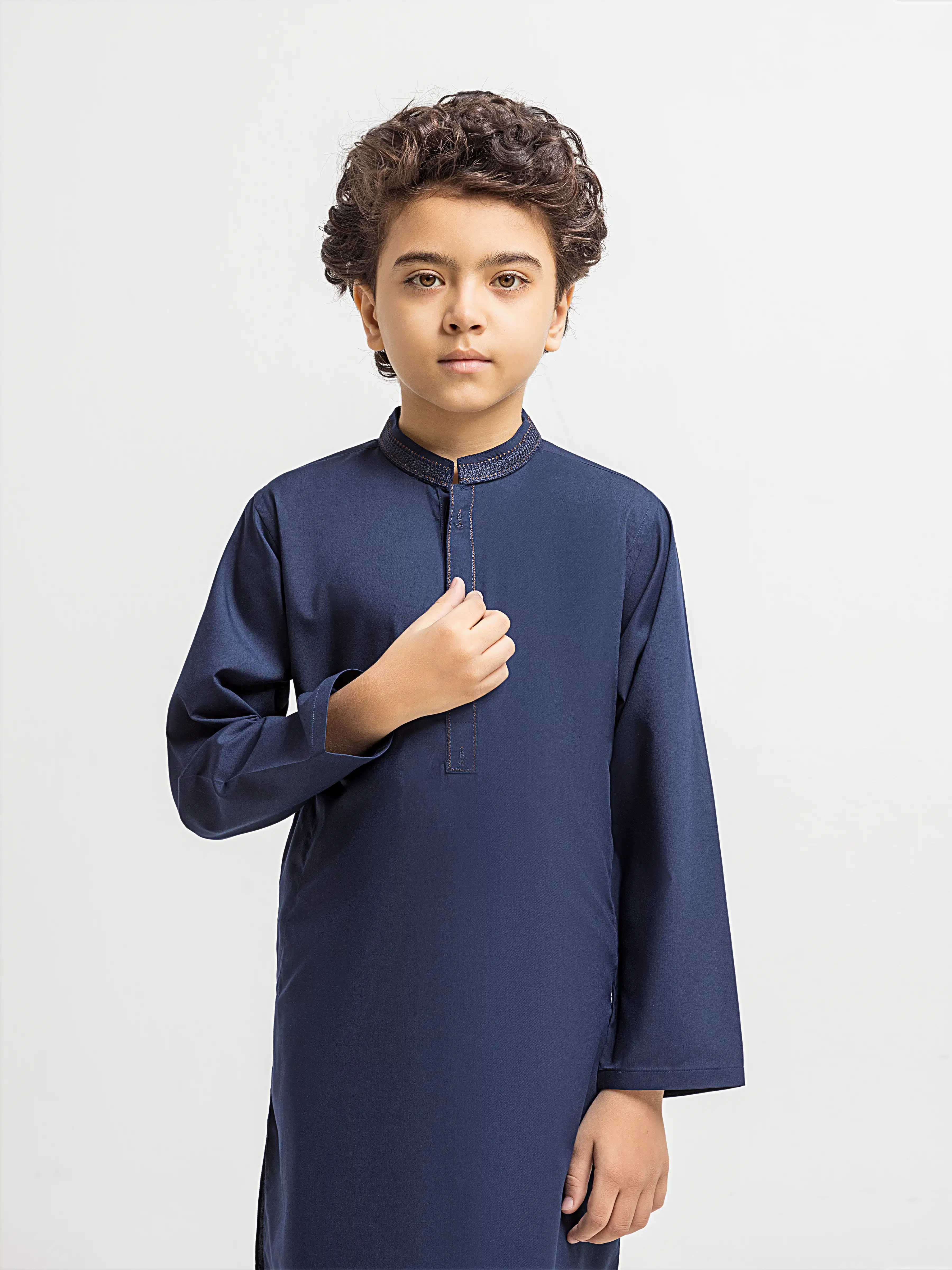 Boy's Navy Blue Kurta Shalwar - EBTKS6-4082 - Image 2