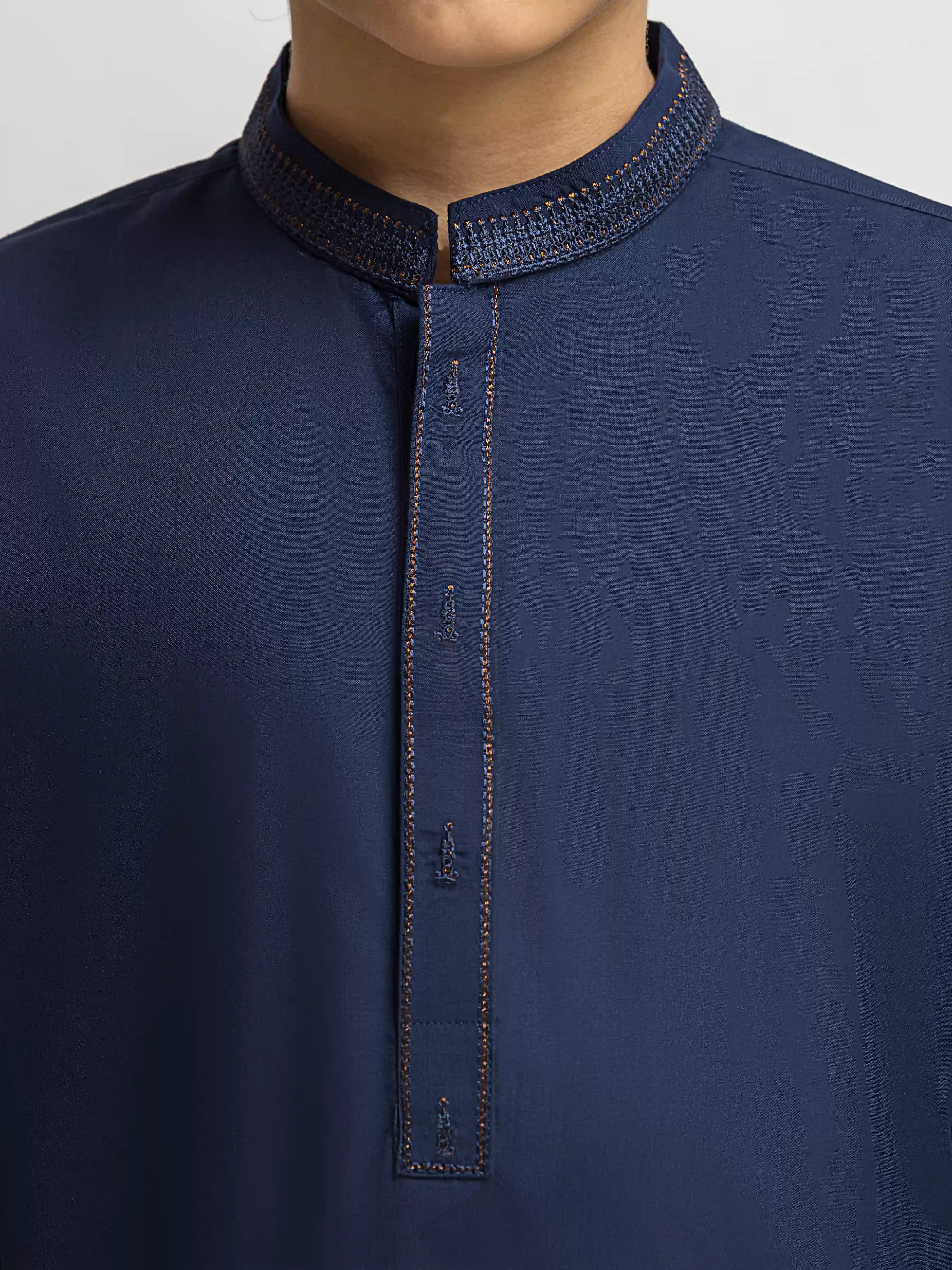 Boy's Navy Blue Kurta Shalwar - EBTKS6-4082 - Image 3