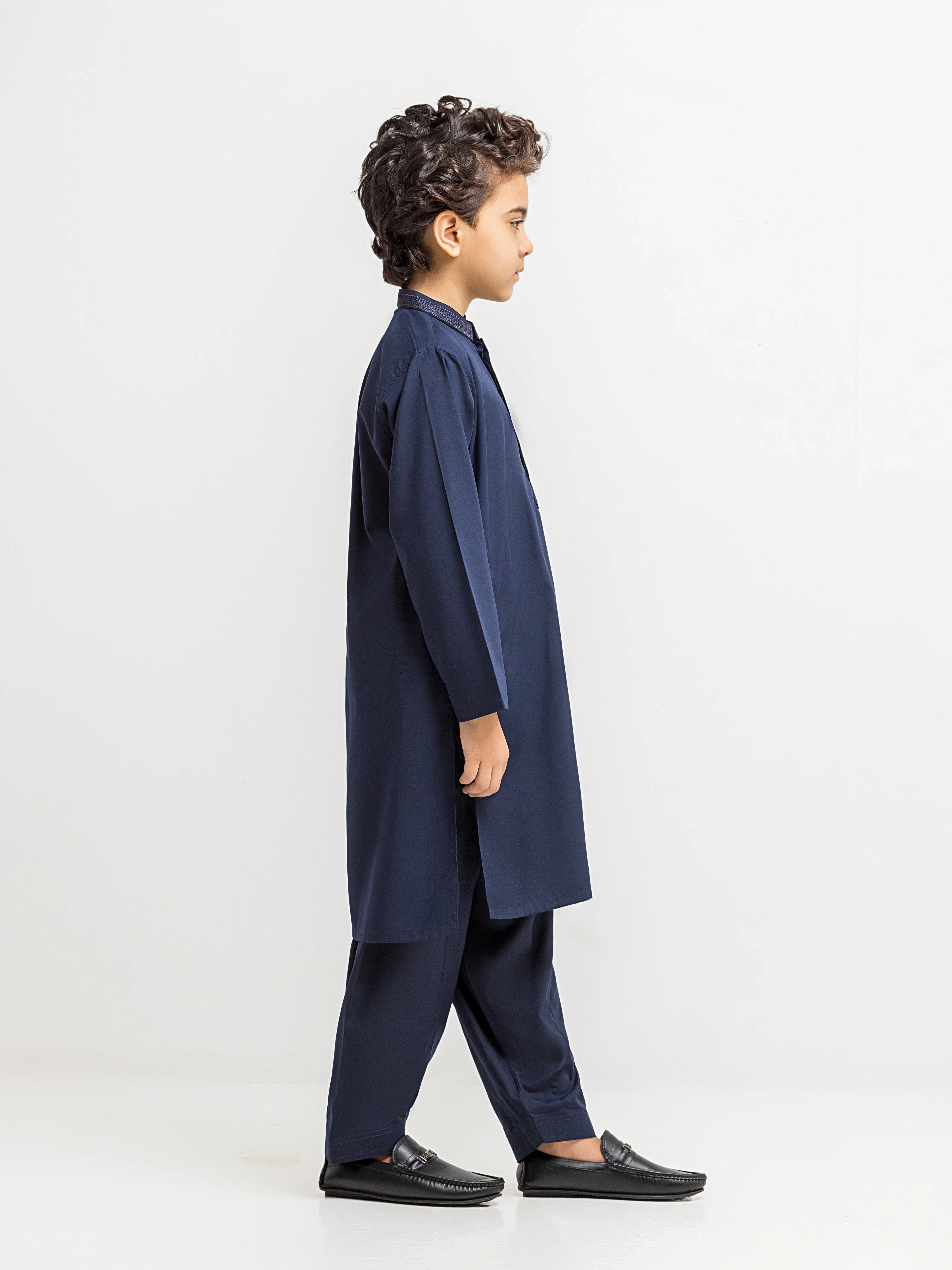 Boy's Navy Blue Kurta Shalwar - EBTKS6-4082 - Image 4