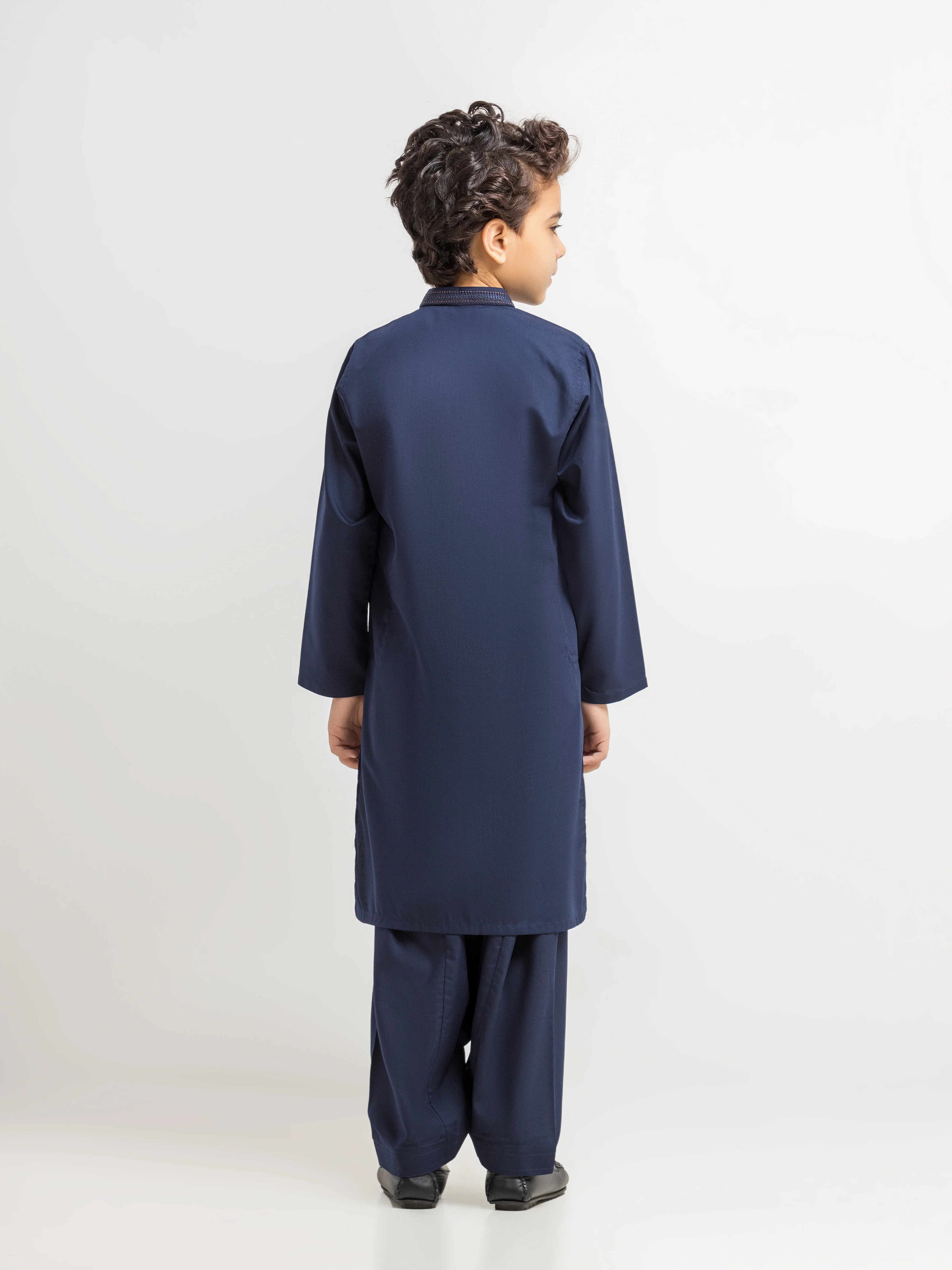 Boy's Navy Blue Kurta Shalwar - EBTKS6-4082 - Image 5