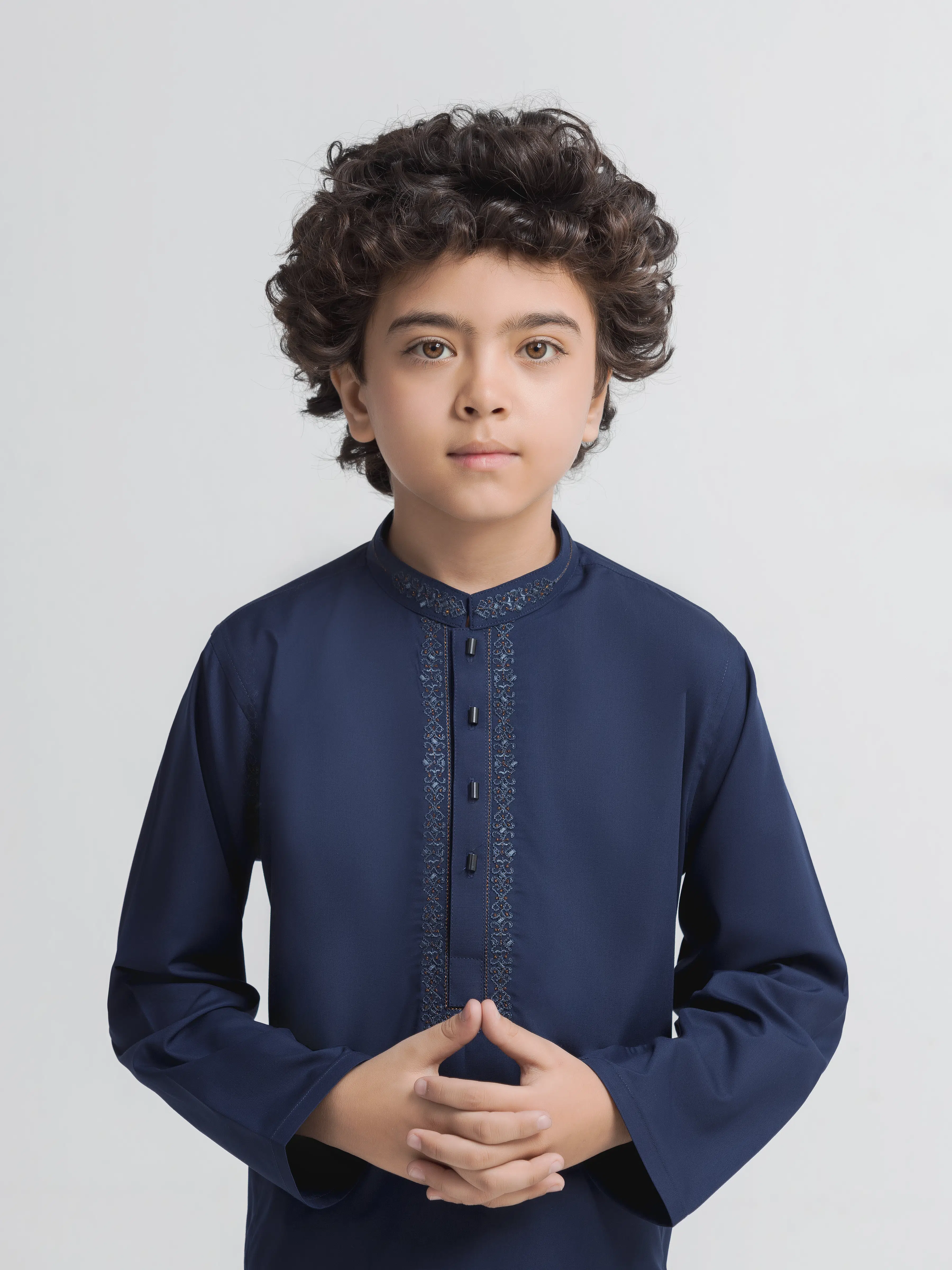 Boy's Navy Blue Kurta Shalwar - EBTKS6-4094 - Image 2