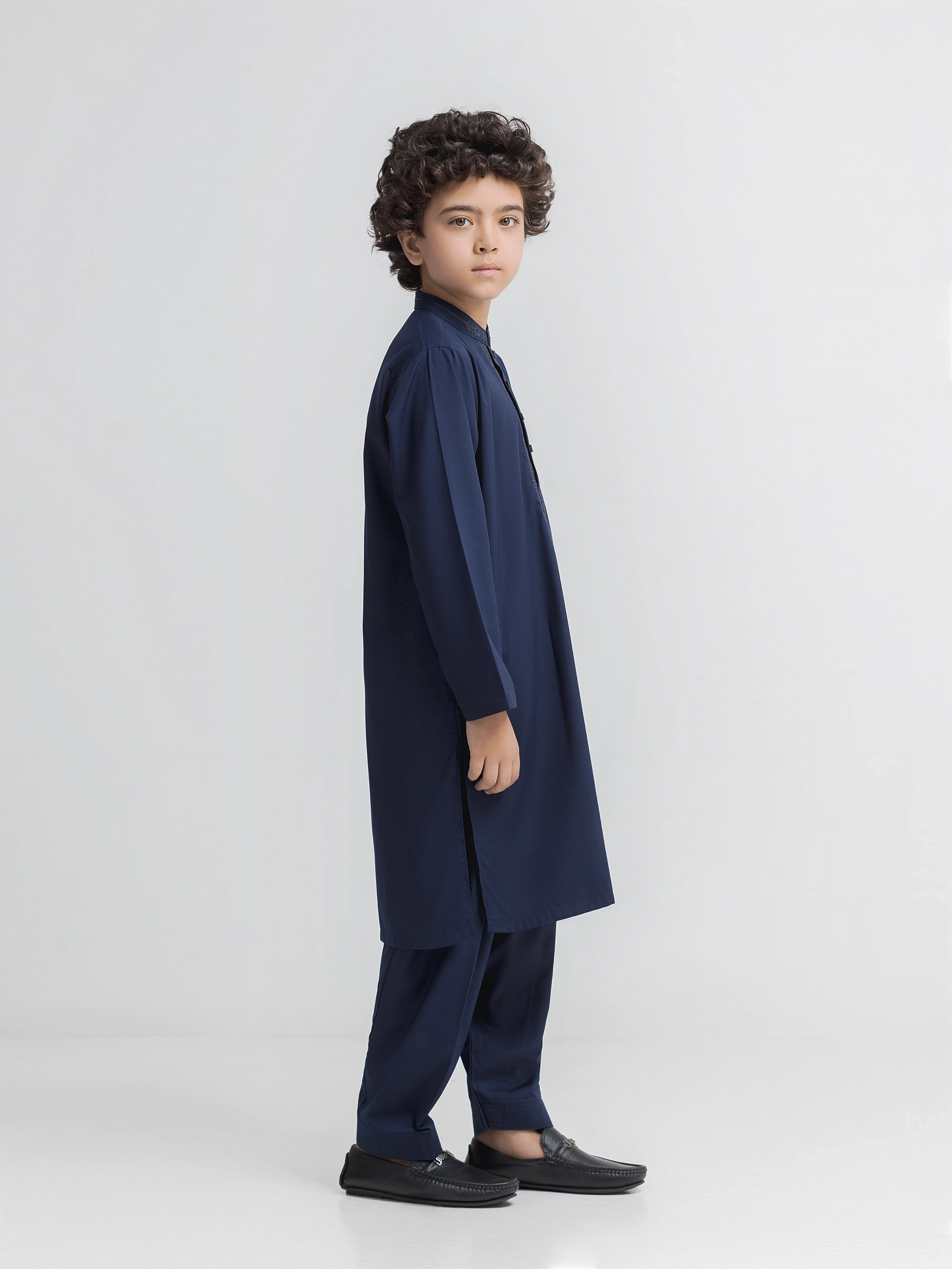 Boy's Navy Blue Kurta Shalwar - EBTKS6-4094 - Image 4