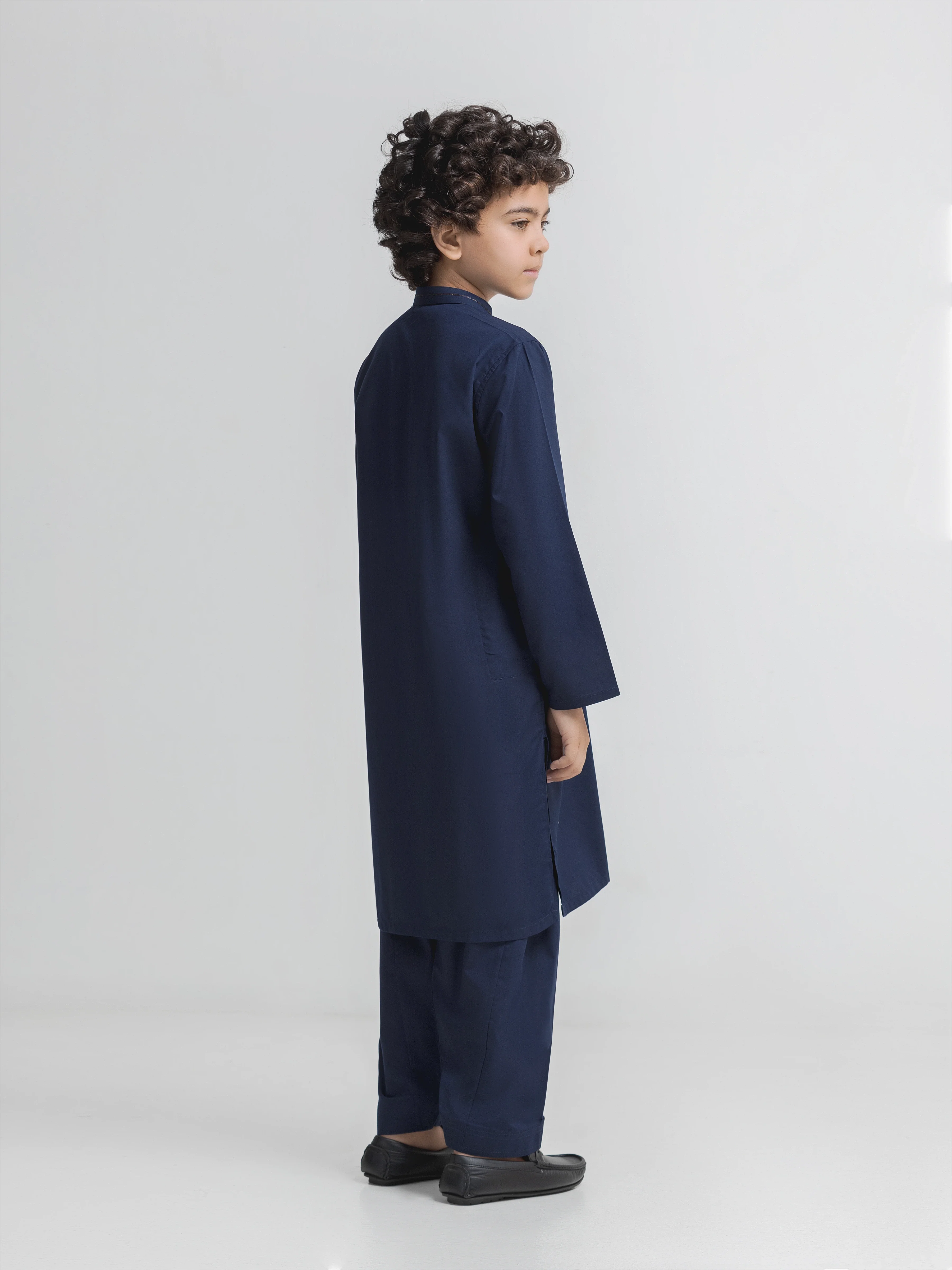 Boy's Navy Blue Kurta Shalwar - EBTKS6-4094 - Image 5