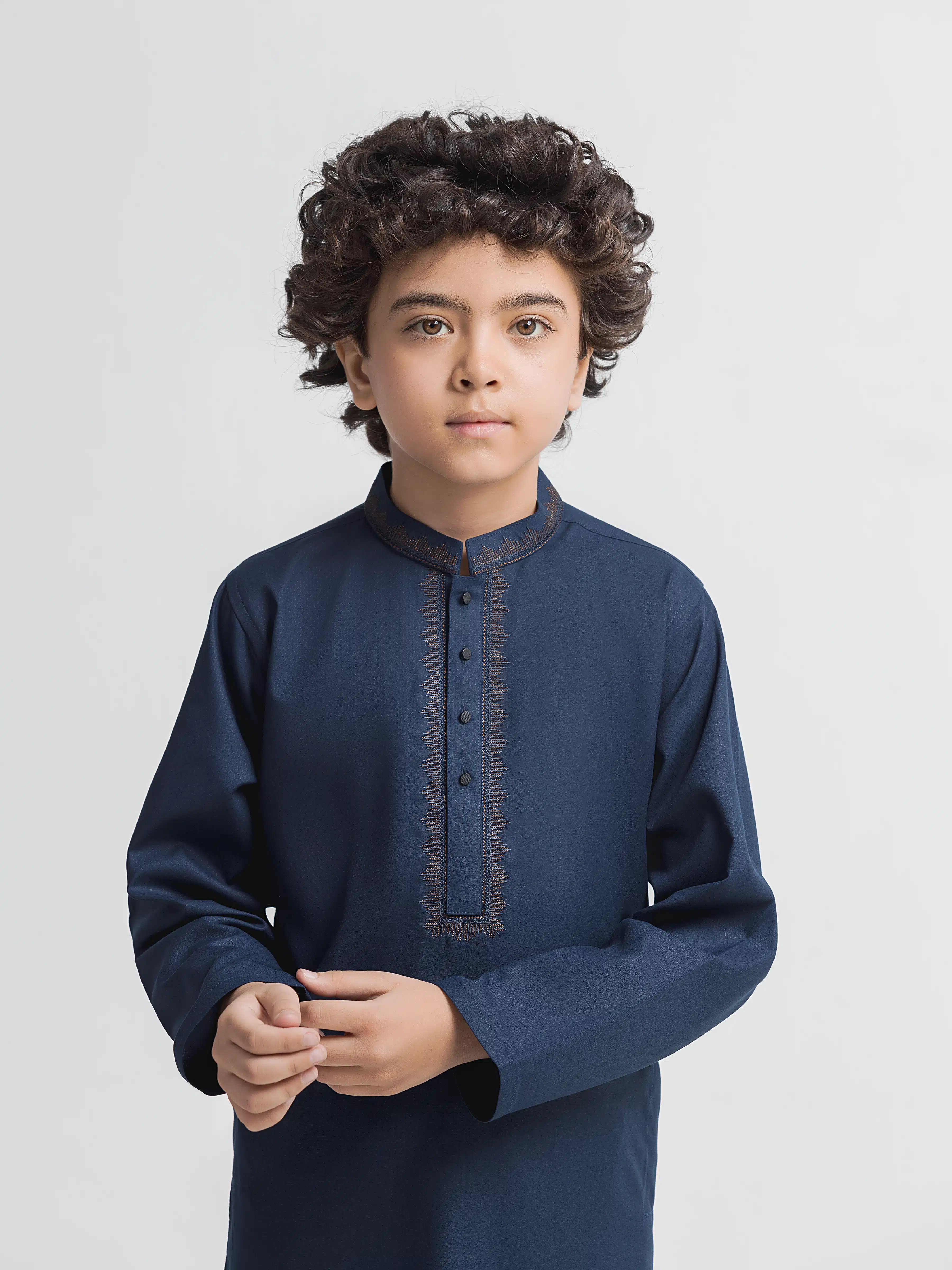 Boy's Navy Blue Kurta Shalwar - EBTKS6-4109 - Image 2