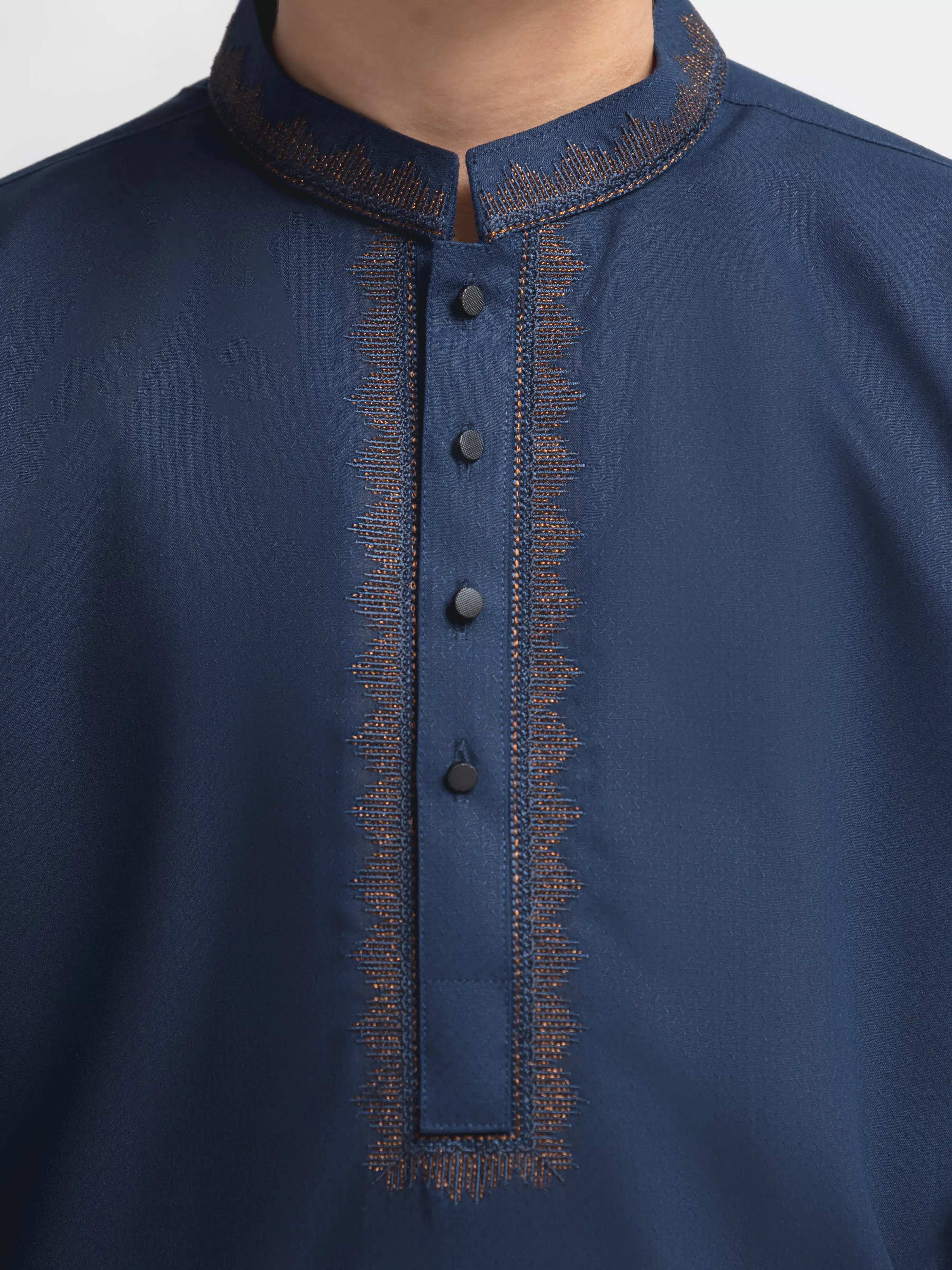 Boy's Navy Blue Kurta Shalwar - EBTKS6-4109 - Image 3