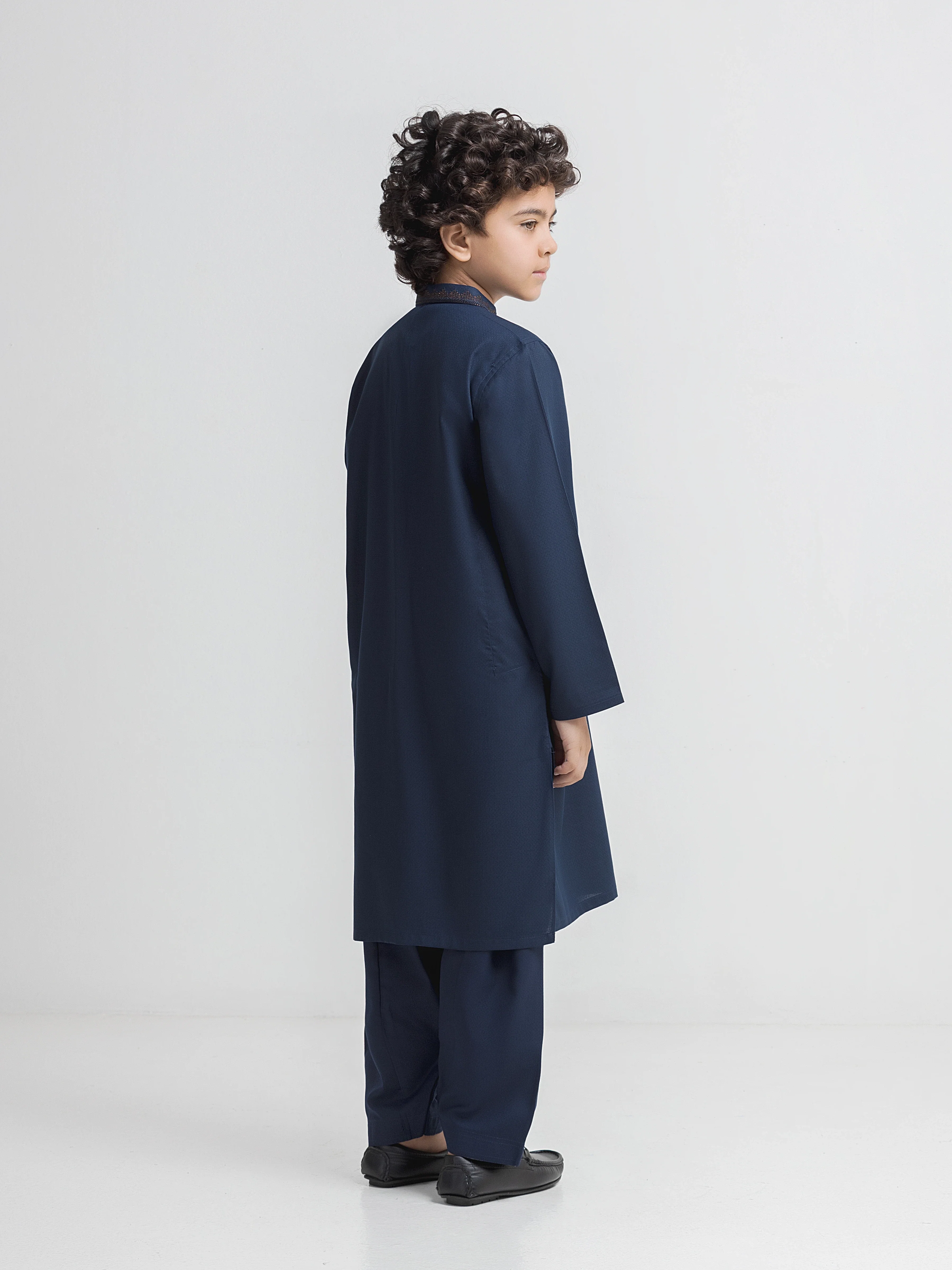 Boy's Navy Blue Kurta Shalwar - EBTKS6-4109 - Image 4