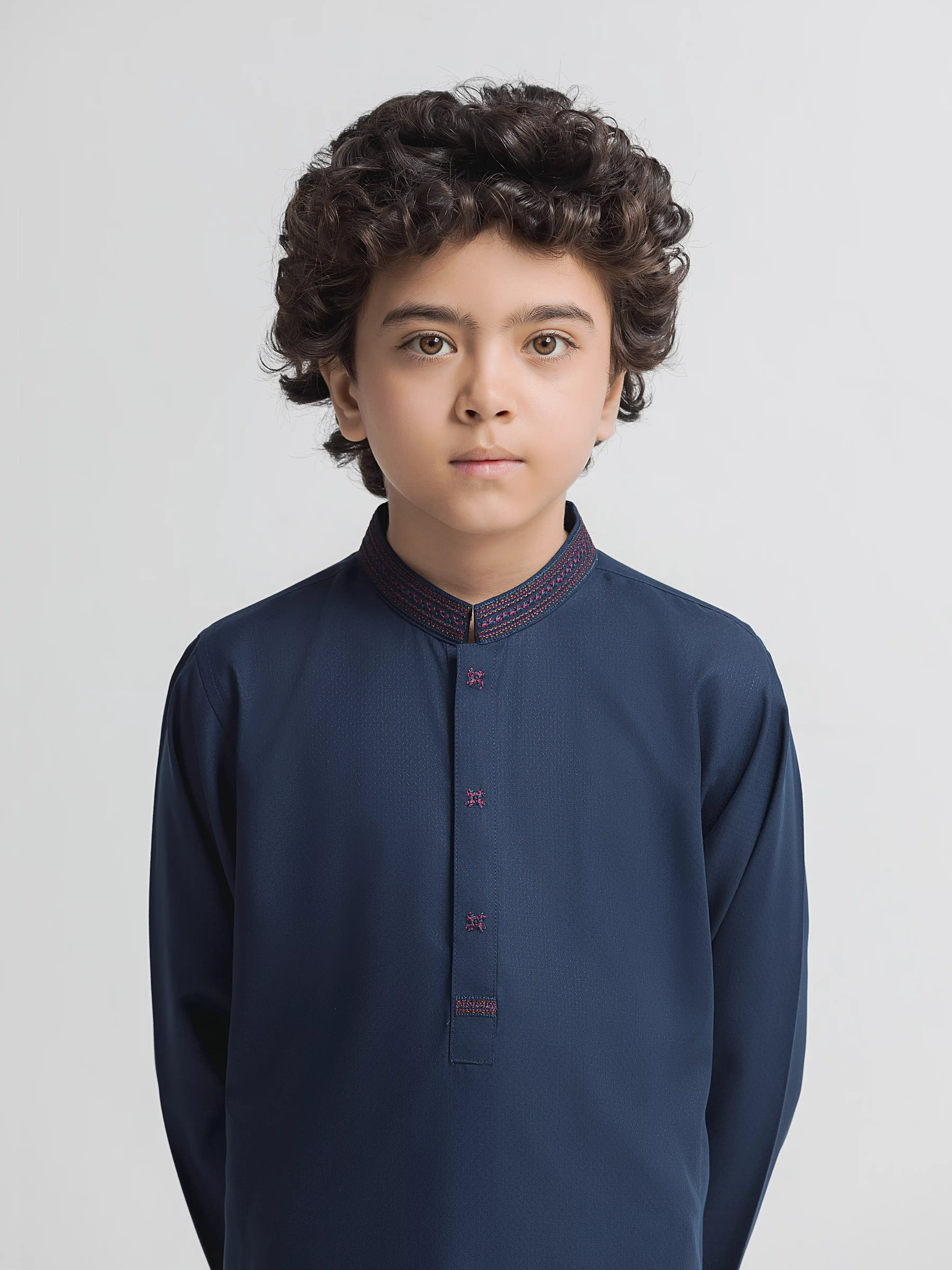 Boy's Navy Blue Kurta Shalwar - EBTKS6-4118 - Image 2
