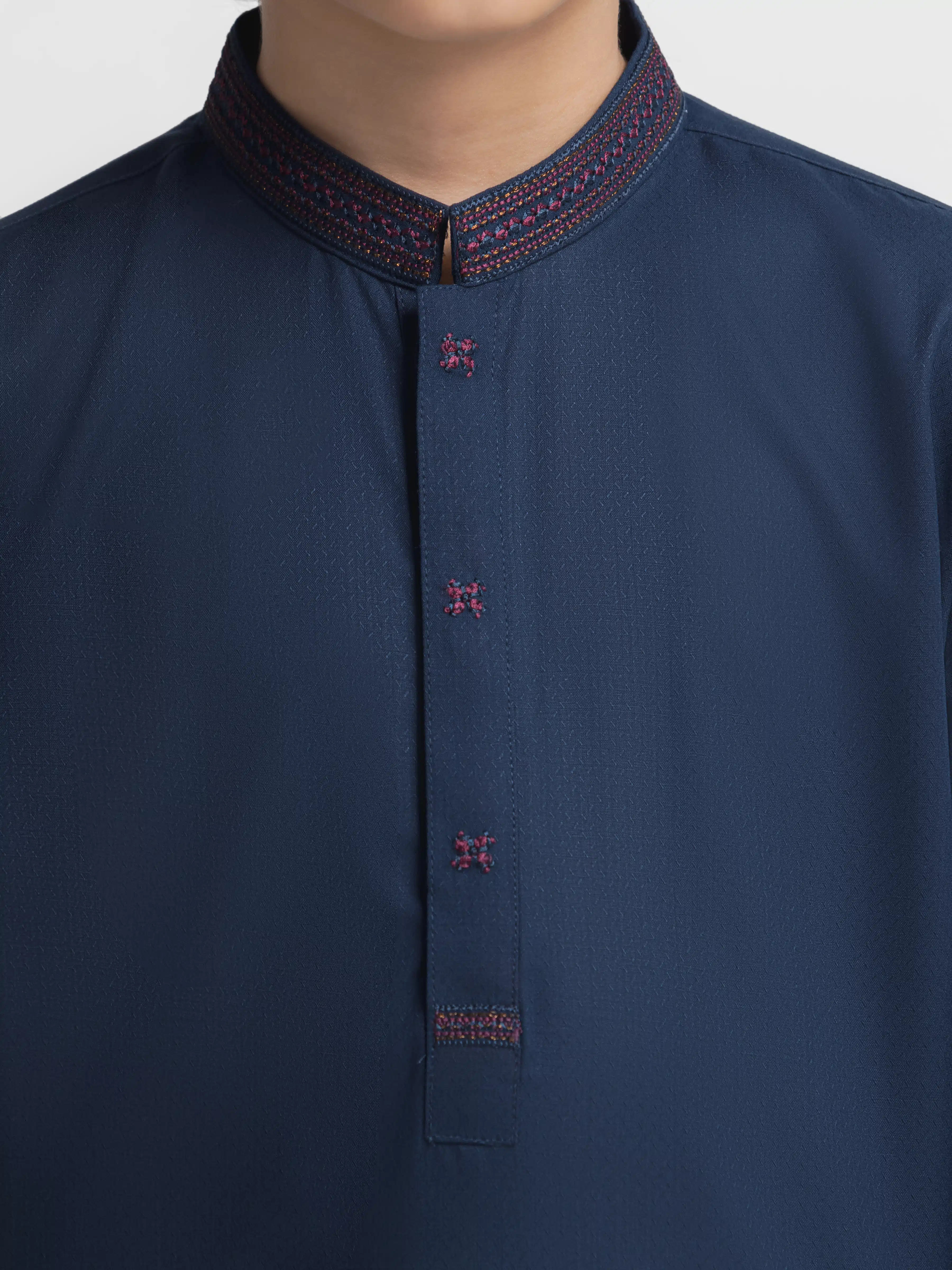 Boy's Navy Blue Kurta Shalwar - EBTKS6-4118 - Image 3