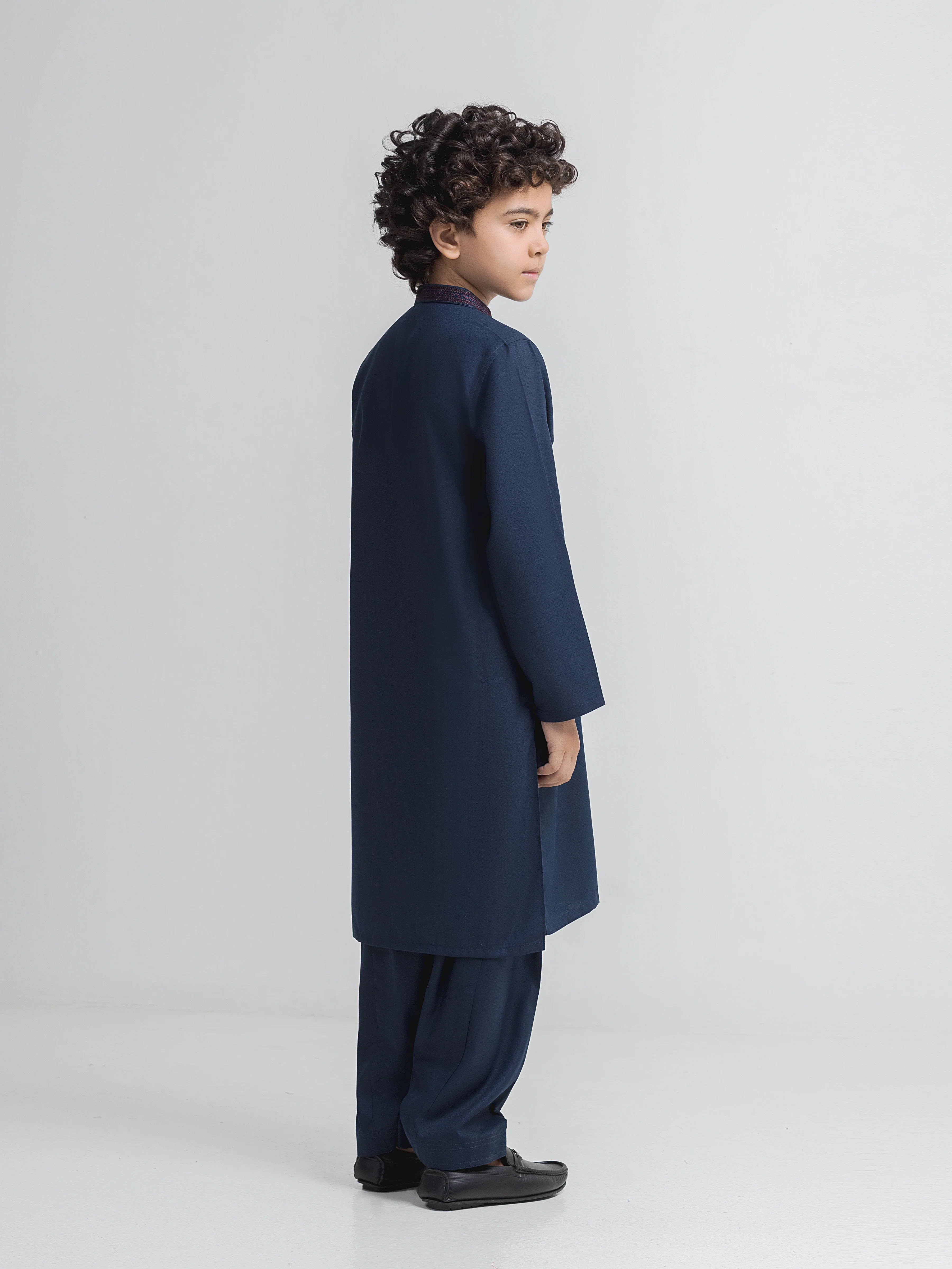 Boy's Navy Blue Kurta Shalwar - EBTKS6-4118 - Image 4