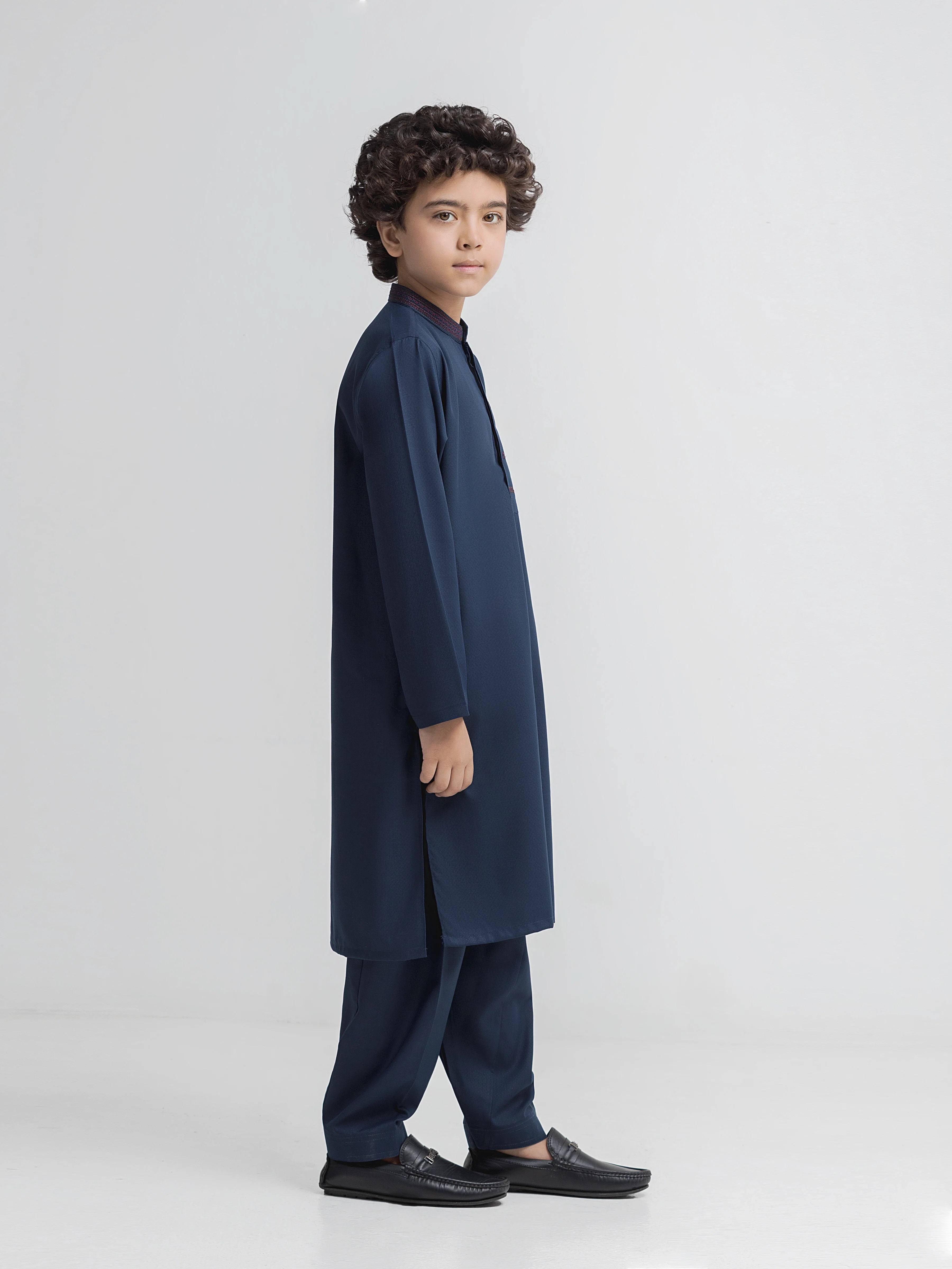 Boy's Navy Blue Kurta Shalwar - EBTKS6-4118 - Image 5