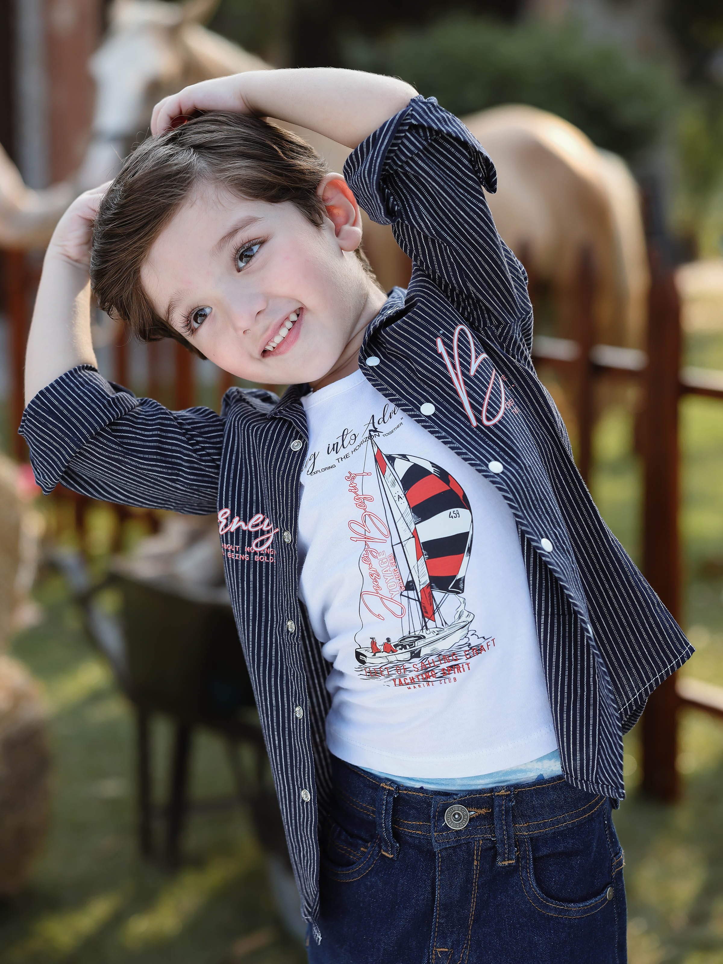 Boy's Navy Blue Shirt & Tank Top - EBTS5-27641-2P