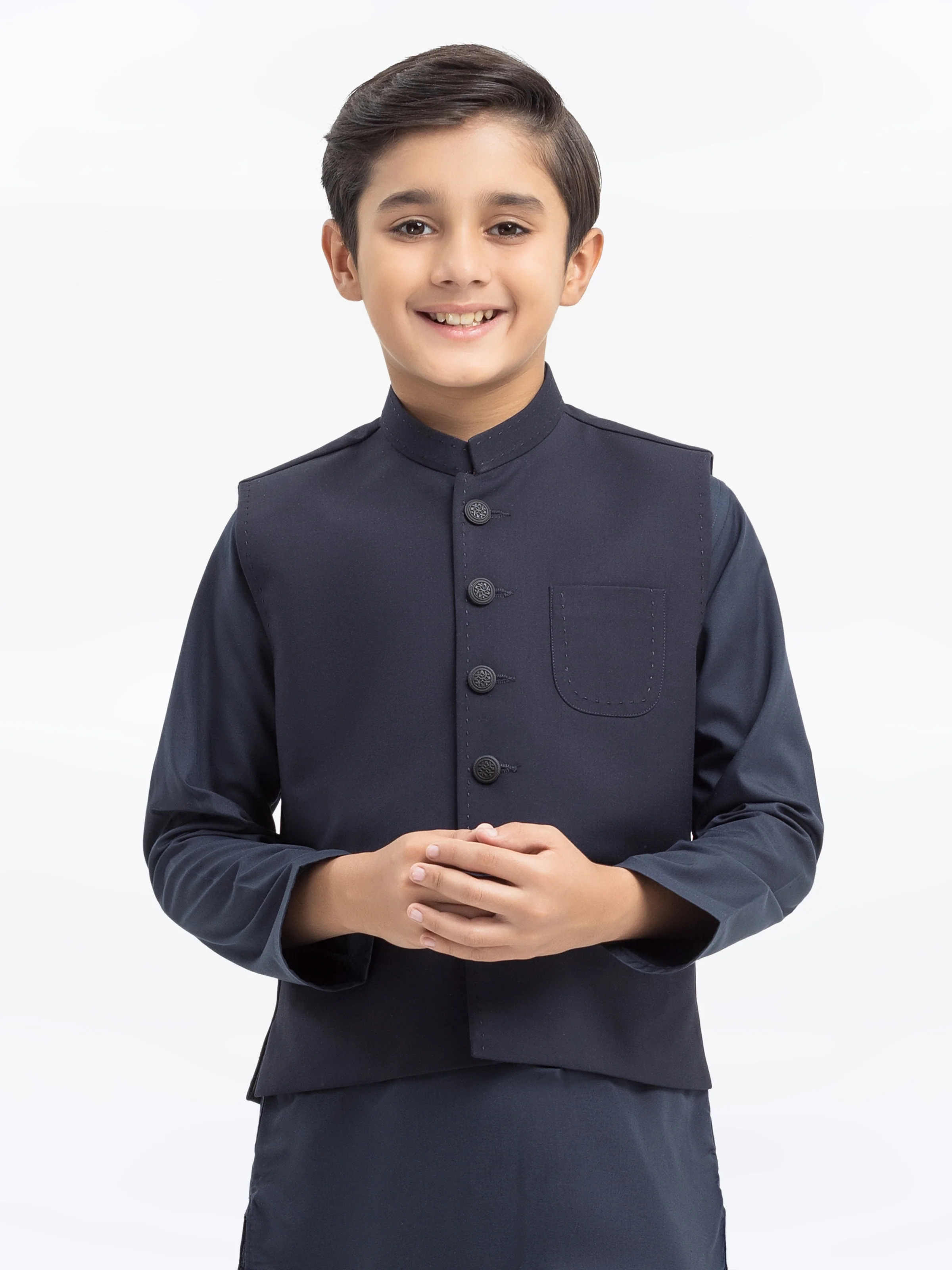 Boy's Navy Blue Waist Coat Suit - EBTWCS5-25196 - Image 2
