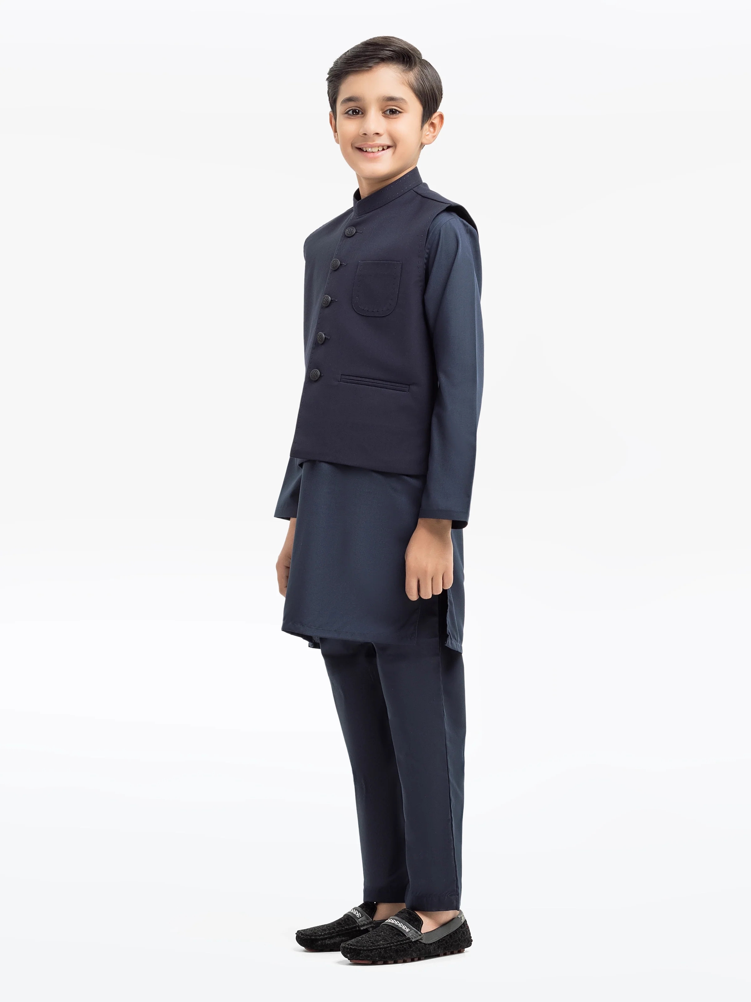 Boy's Navy Blue Waist Coat Suit - EBTWCS5-25196 - Image 4