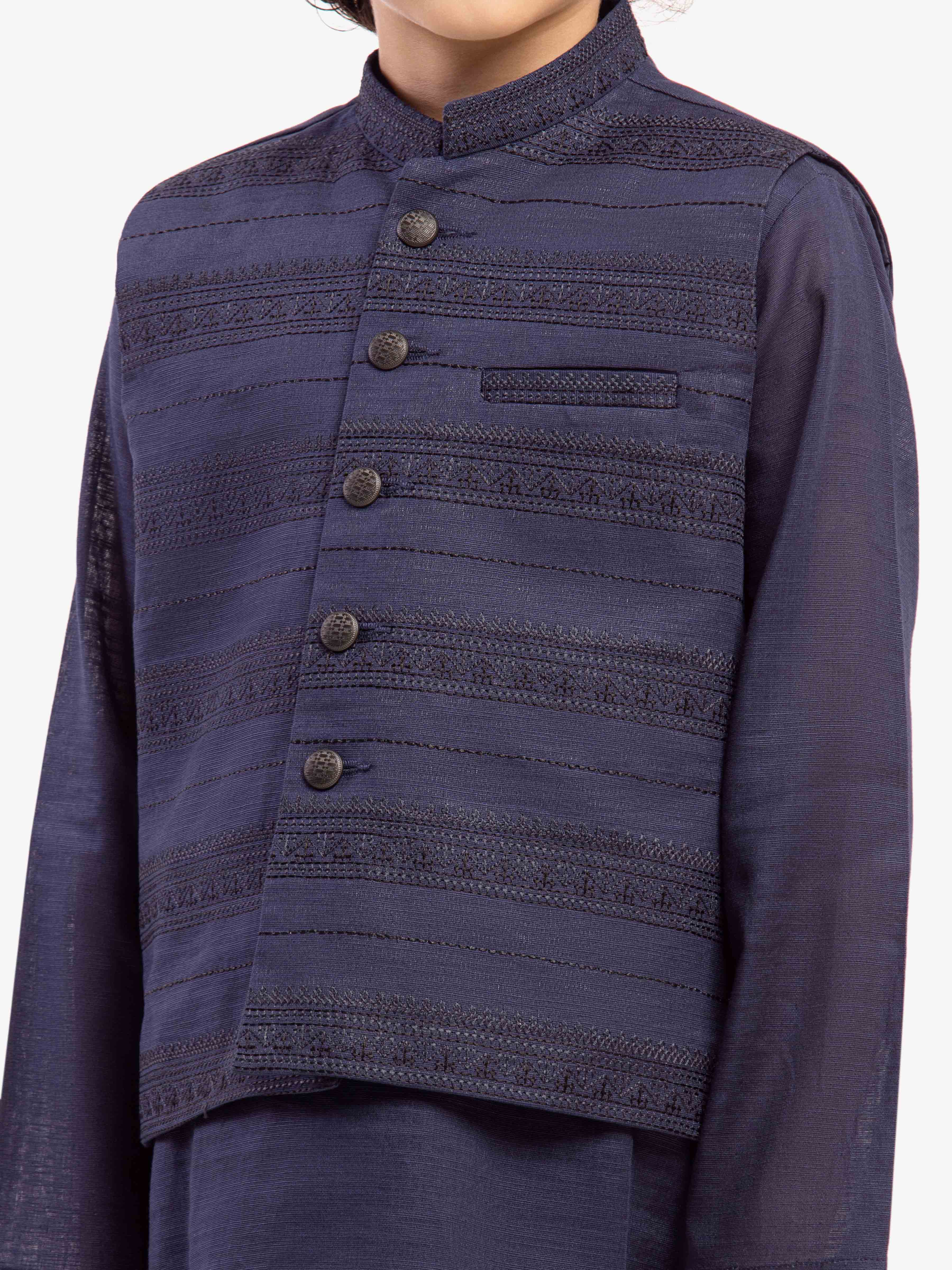 Boy's Navy Blue Waist Coat Suit - EBTWCS5-25216 - Image 3