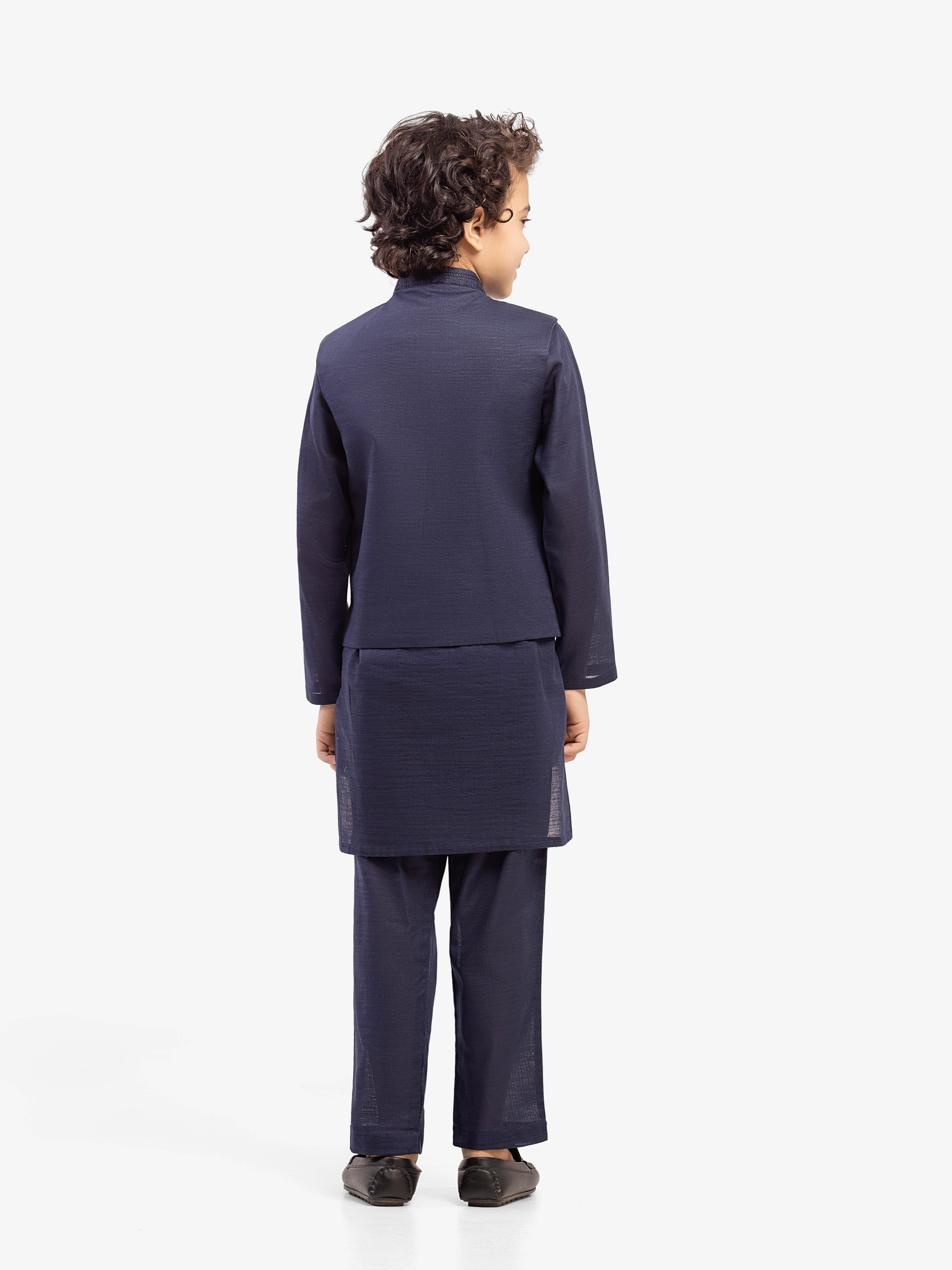 Boy's Navy Blue Waist Coat Suit - EBTWCS5-25216 - Image 4