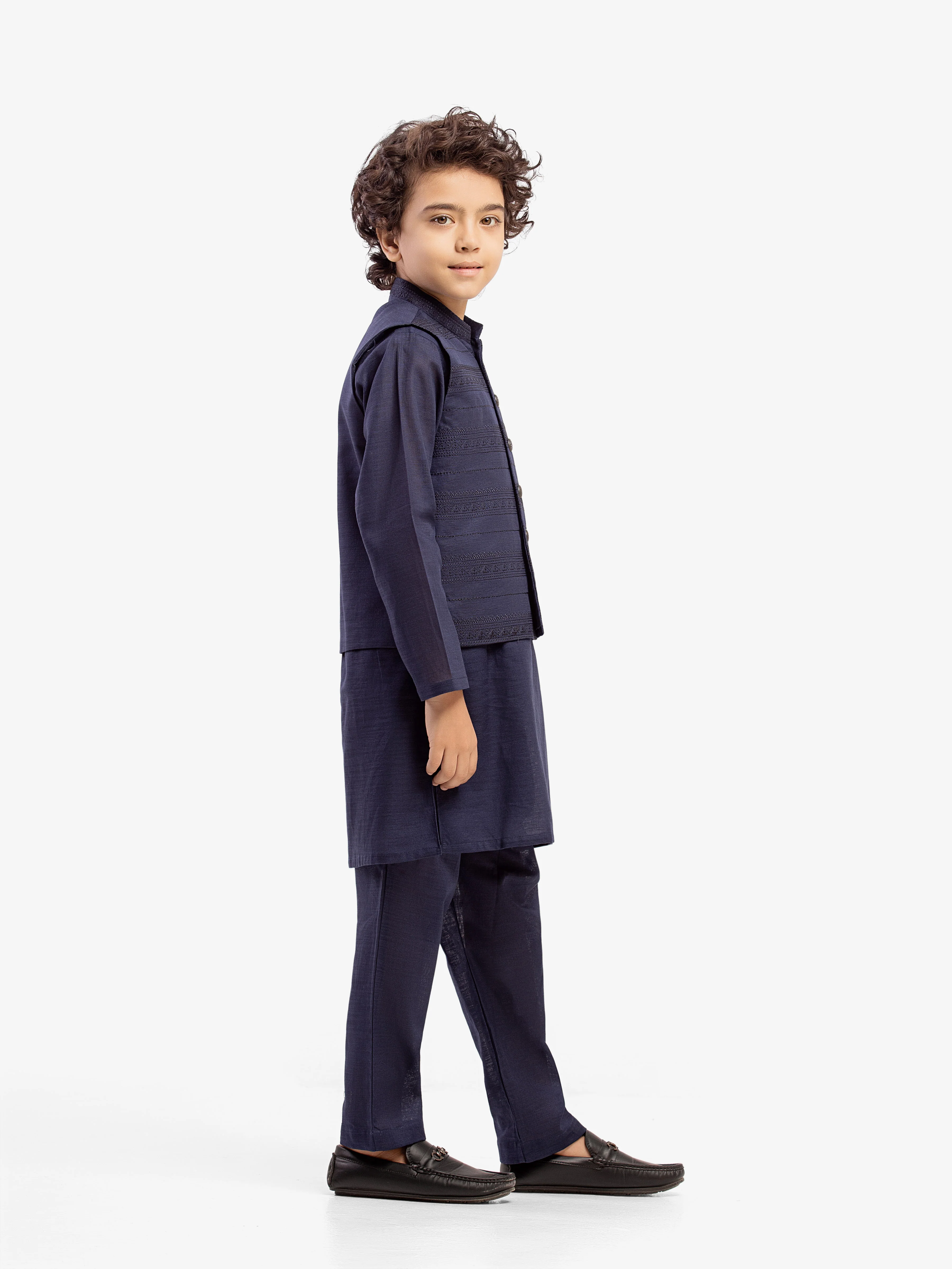 Boy's Navy Blue Waist Coat Suit - EBTWCS5-25216 - Image 5