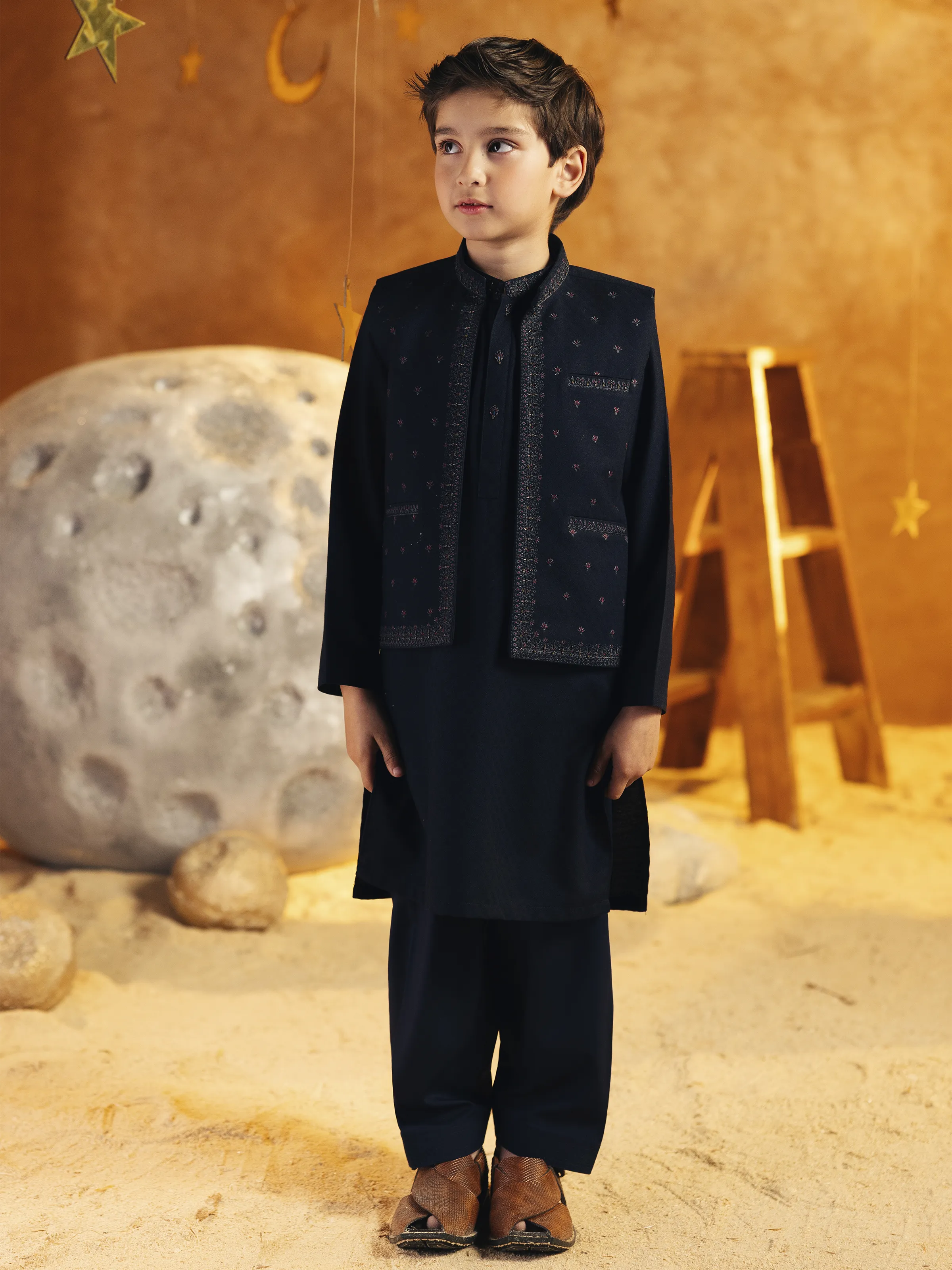 Boy's Navy Blue Waist Coat Suit - EBTWCSC5-054 - Image 3