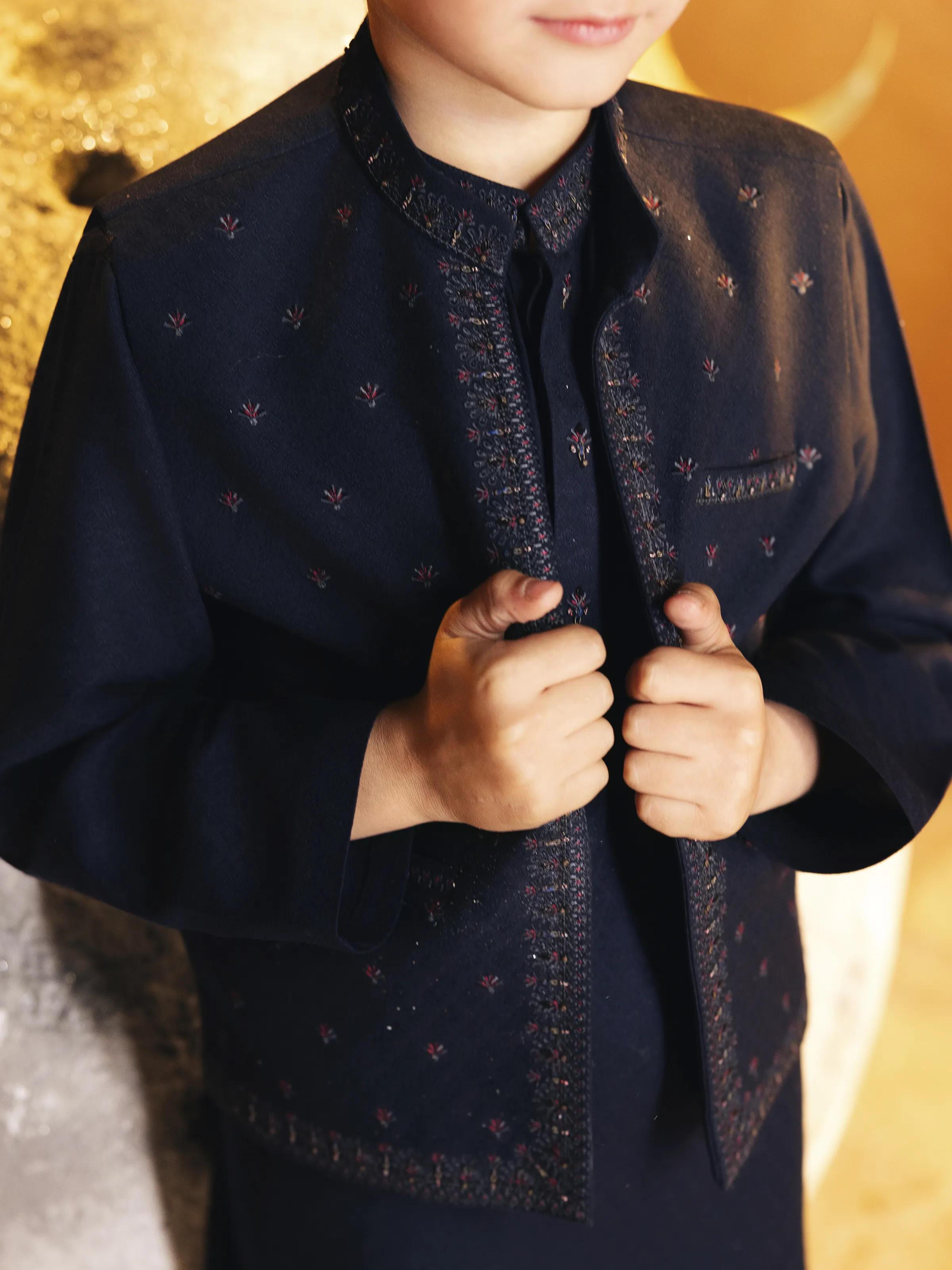 Boy's Navy Blue Waist Coat Suit - EBTWCSC5-054 - Image 5