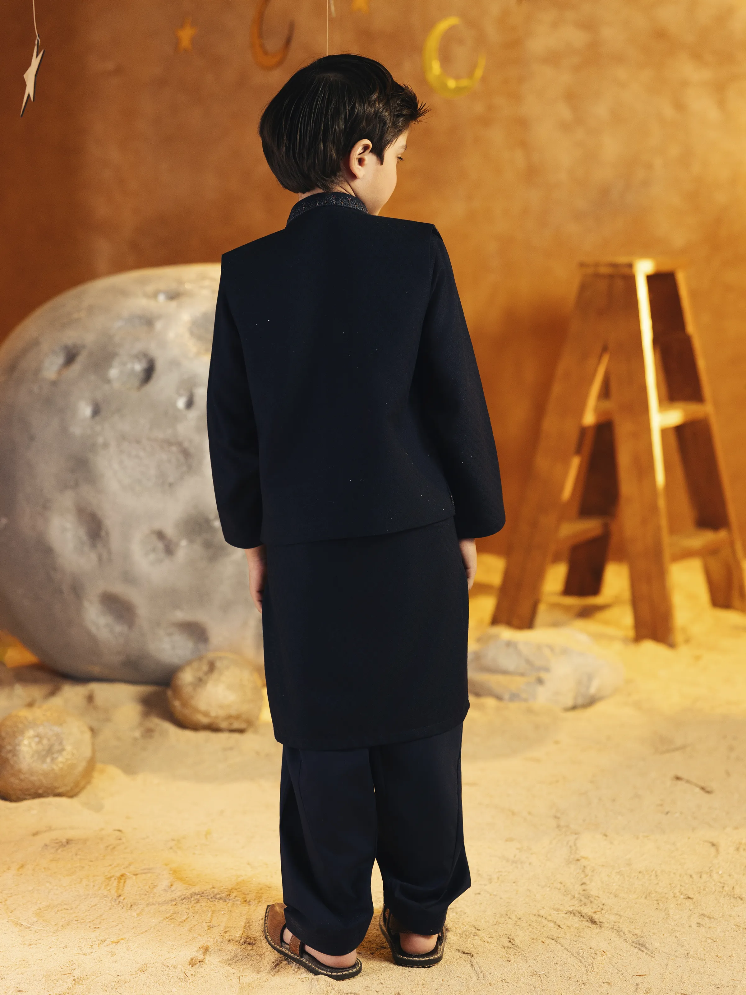 Boy's Navy Blue Waist Coat Suit - EBTWCSC5-054 - Image 6