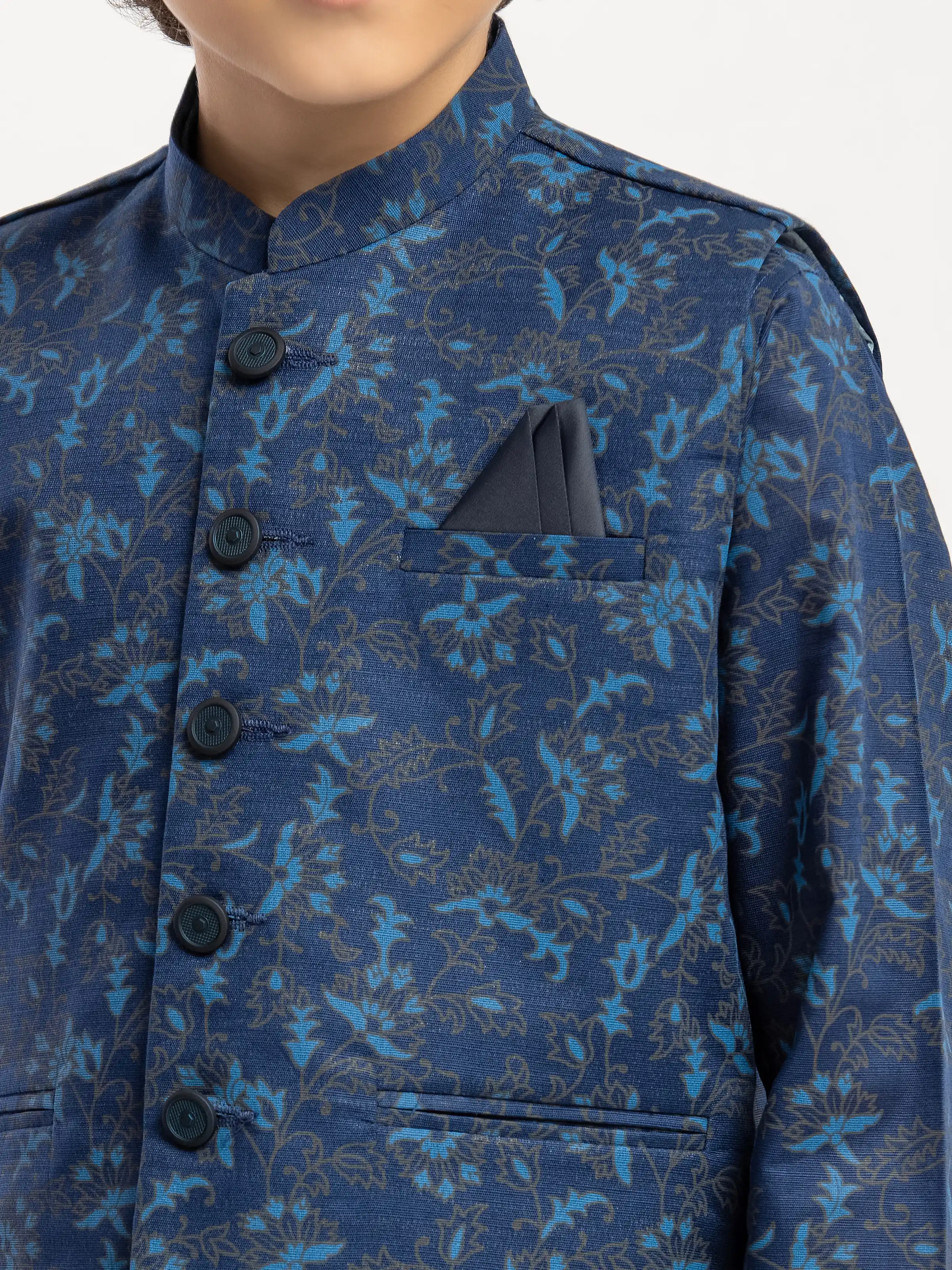 Boy's Navy Blue Waist Coat Suit - ECBTWCS5-066 - Image 3