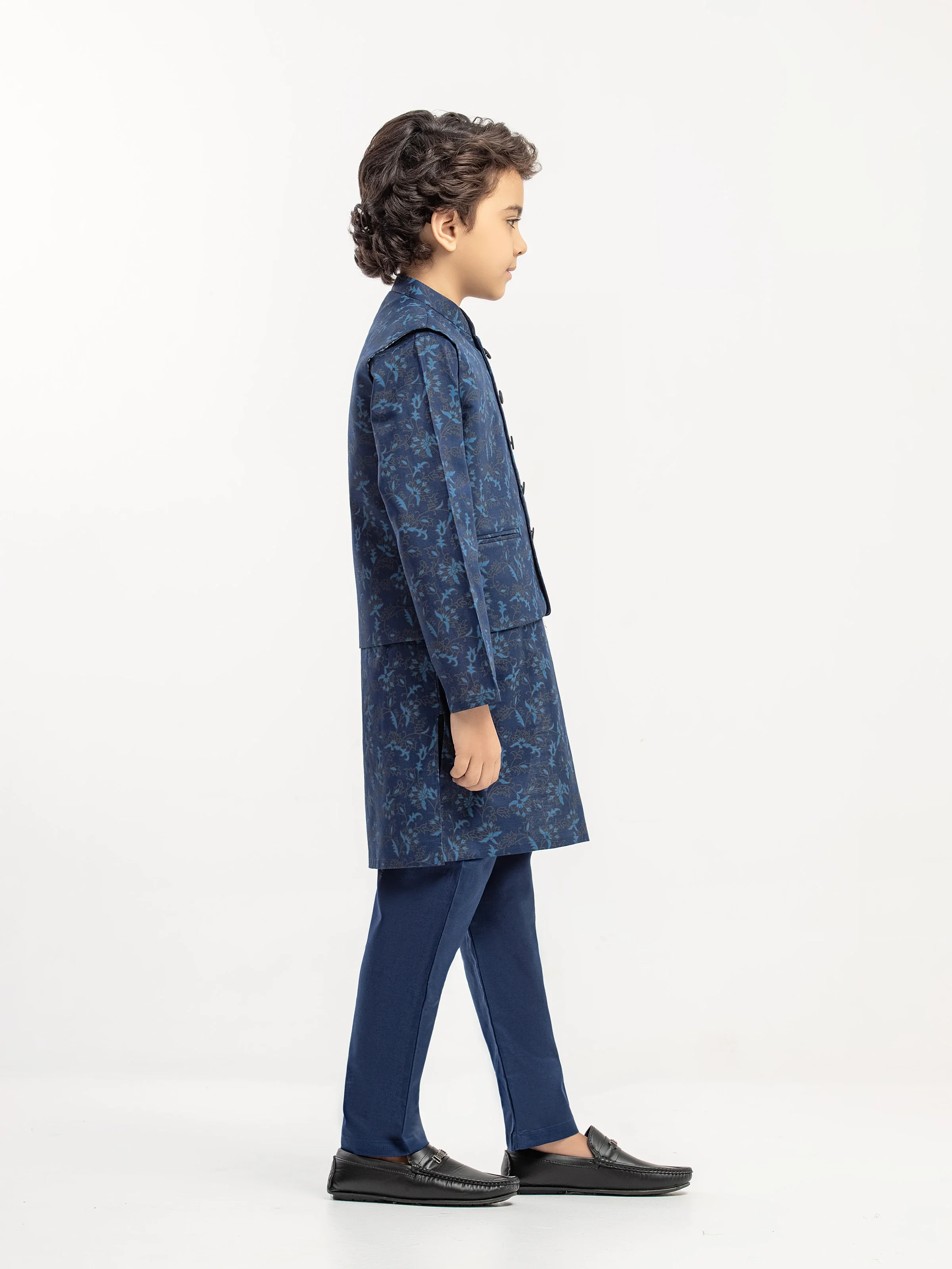 Boy's Navy Blue Waist Coat Suit - ECBTWCS5-066 - Image 4