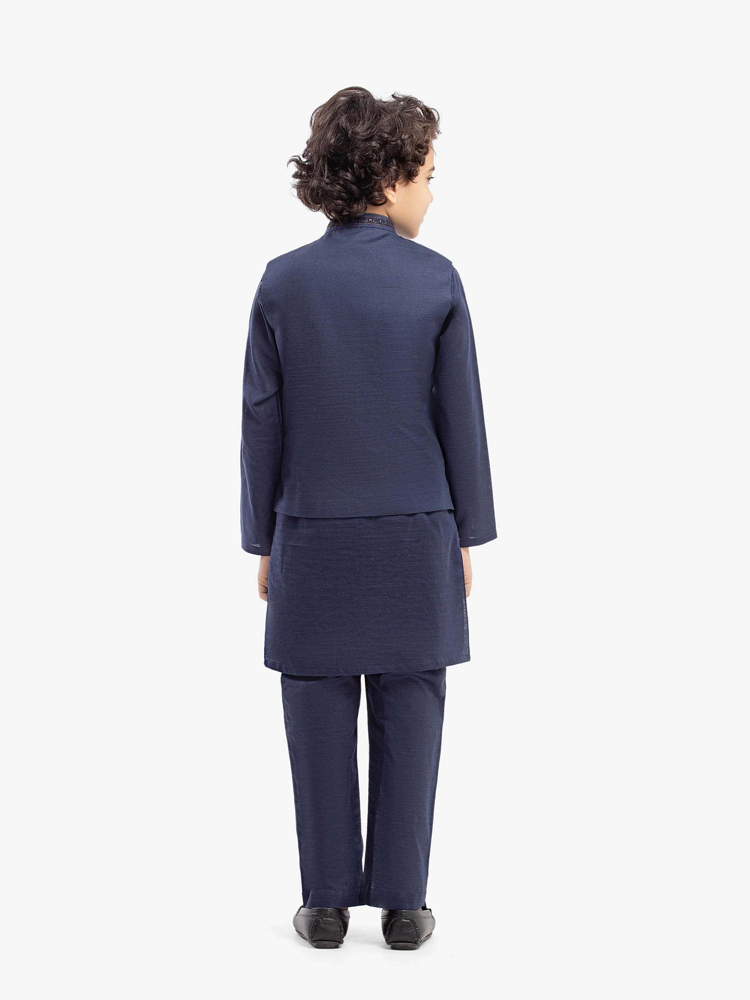 Boy's Navy Blue Waist Coat Suit - ECBTWCS5-085 - Image 5