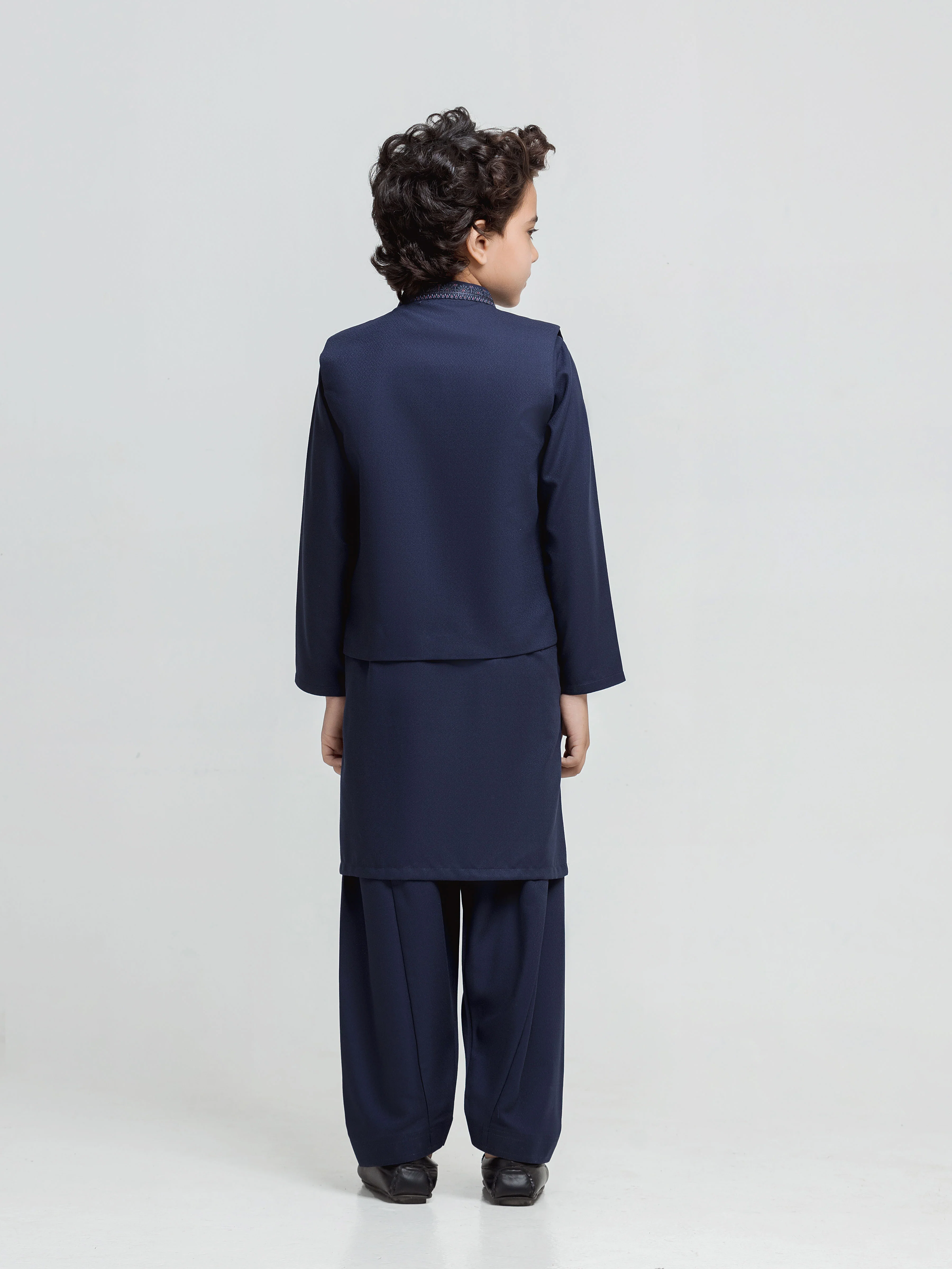 Boy's Navy Blue Waist Coat Suit - ECBTWCS5-090 - Image 5