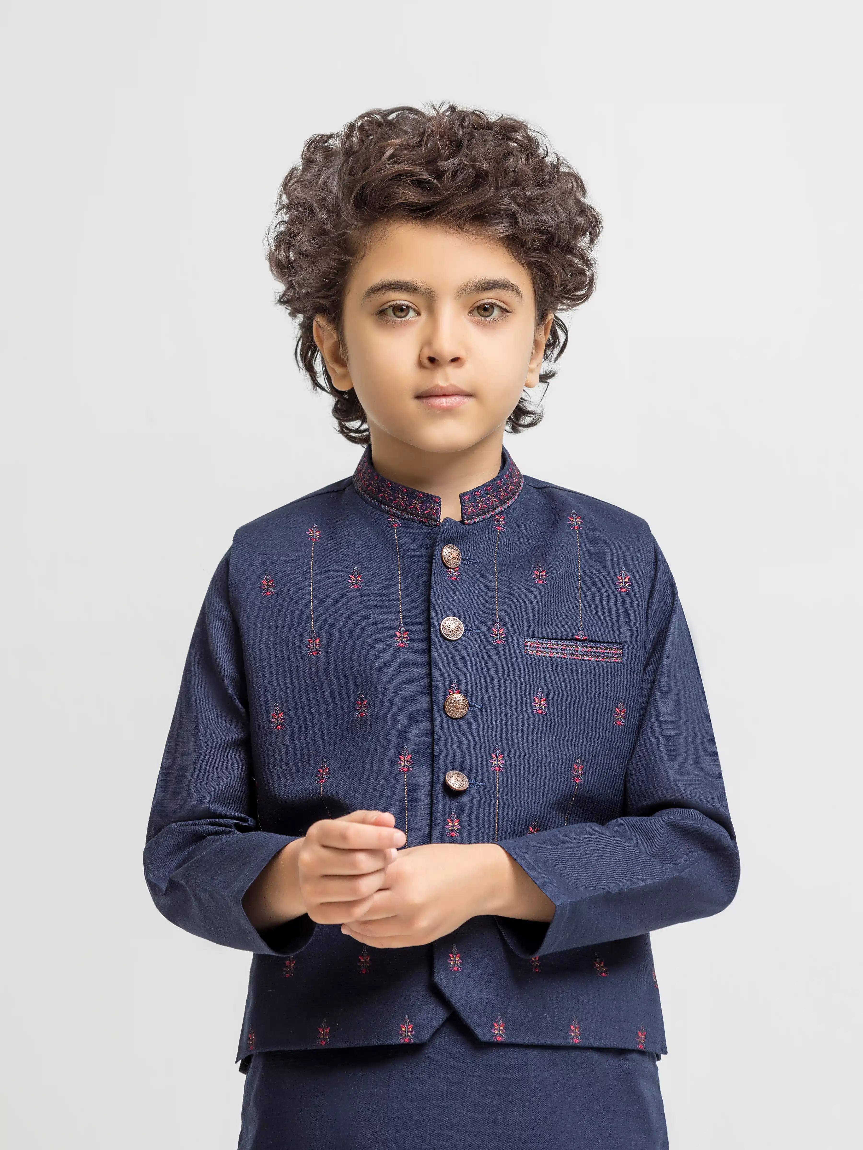 Boy's Navy Blue Waist Coat Suit - ECBTWCS6-100 - Image 2