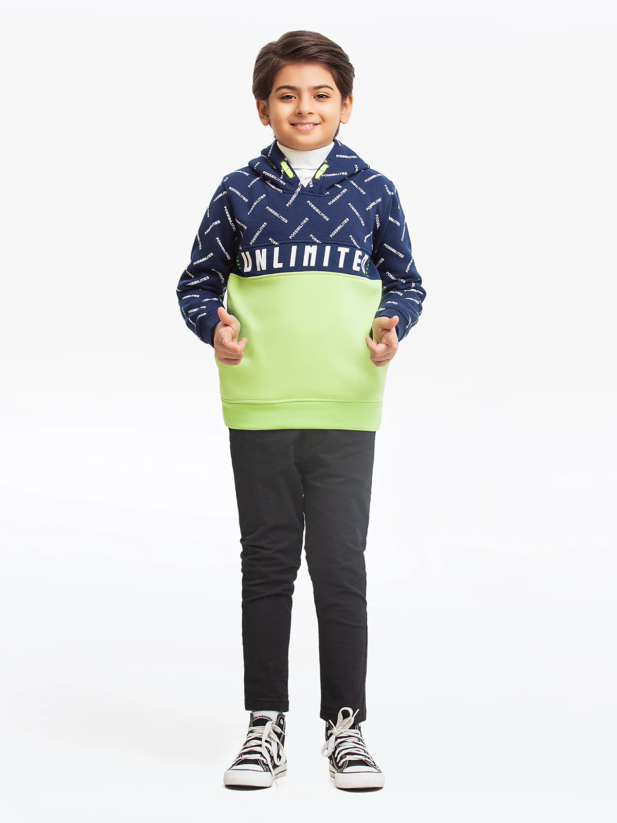 Boy's Navy & Green Hoodie - EBTH23-013 - Image 2
