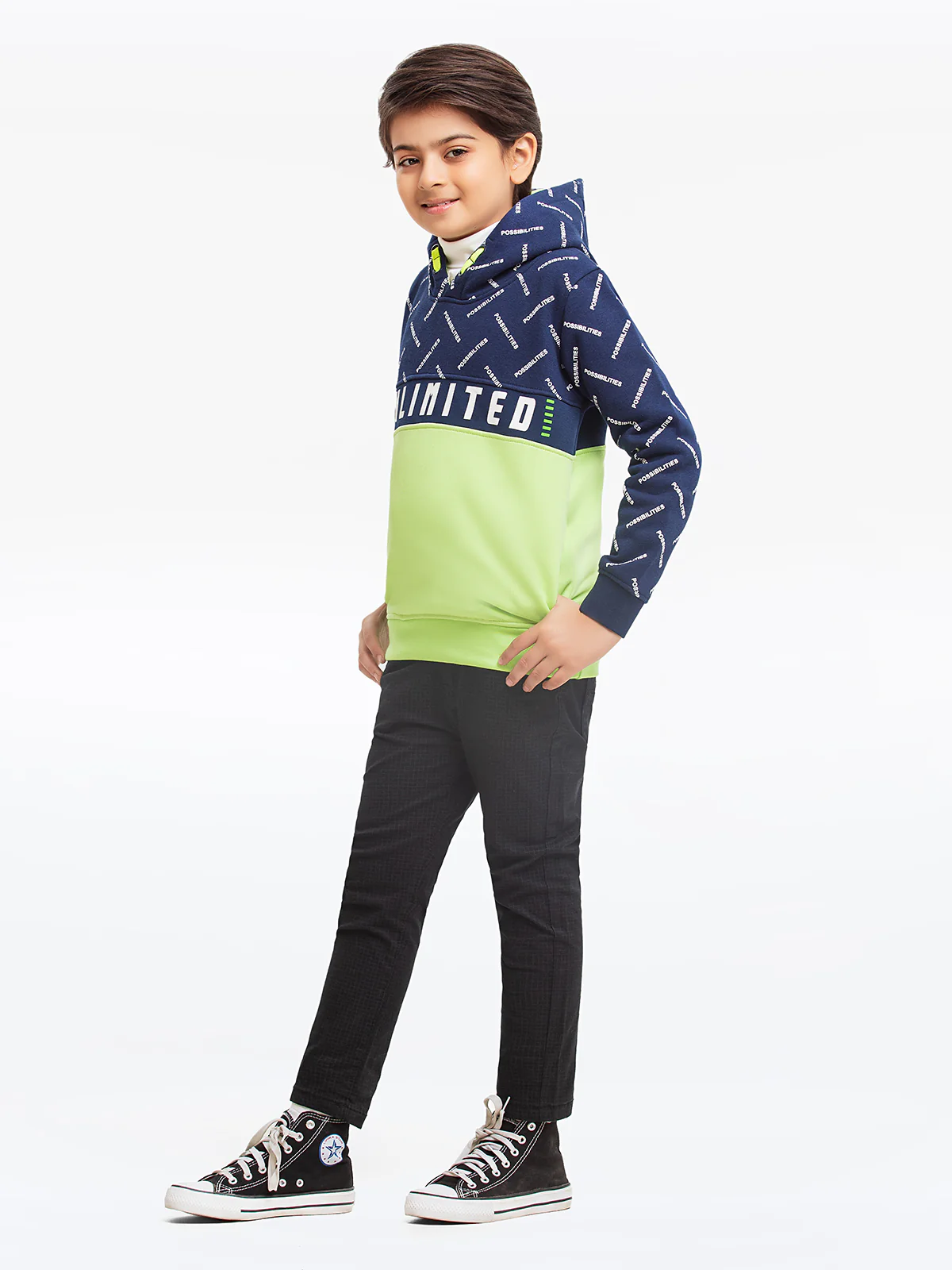 Boy's Navy & Green Hoodie - EBTH23-013 - Image 3